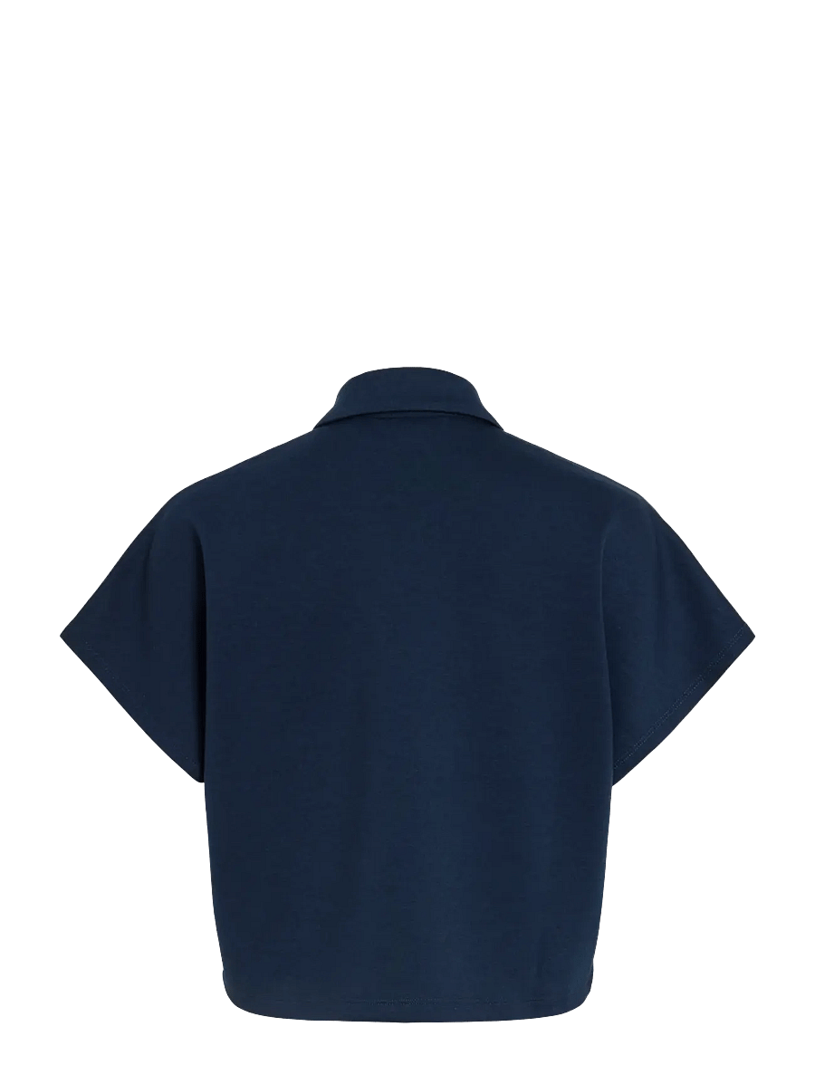 Vila - VISIFFI COLLAR S/S ZIPPER TOP/PB - crop tops - navy blazer - 2