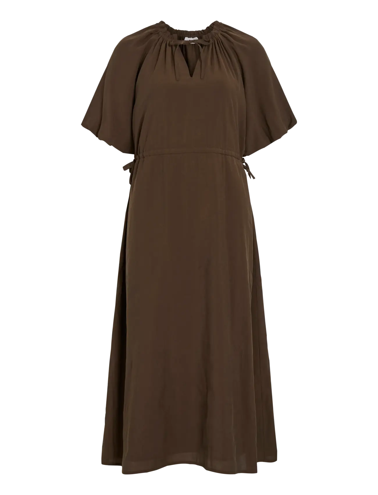 Vila VIHEKLA O-NECK 2/4 MIDI DRESS - Sukienki - SLATE BLACK / brown