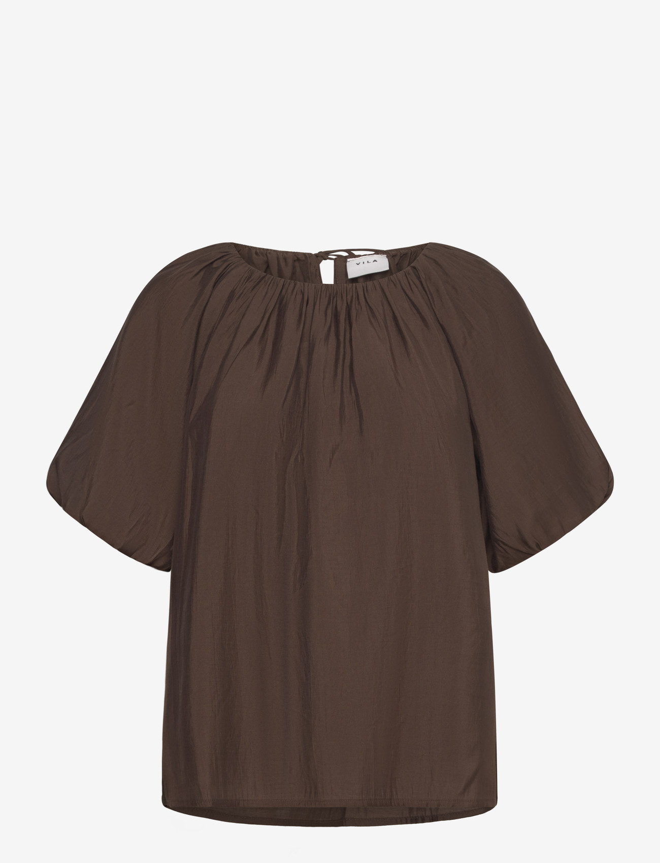 Vila - VIHEKLA BOAT NECK 2/4 TOP - lühikeste varrukatega pluusid - slate black - 0