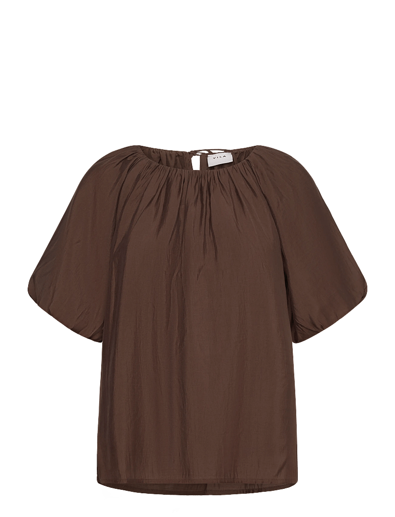 Vila - VIHEKLA BOAT NECK 2/4 TOP - lühikeste varrukatega pluusid - slate black - 0