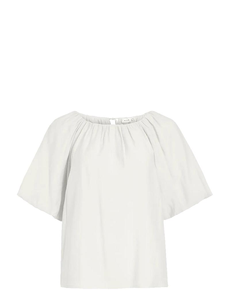 Vila - VIHEKLA BOAT NECK 2/4 TOP - kortærmede bluser - snow white - 0
