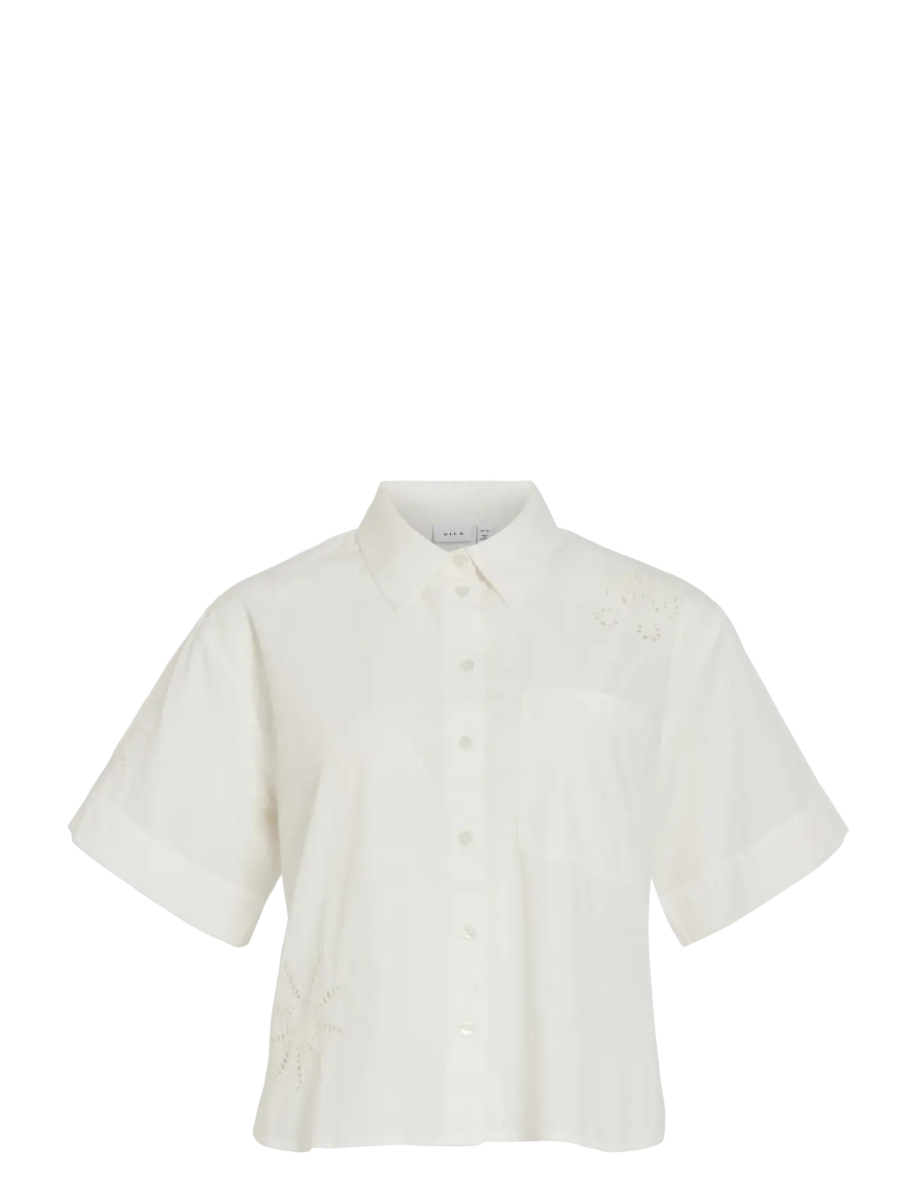 Vila VILAYKI 2/4 SHIRT/BFS - Tøj - SNOW WHITE / cream