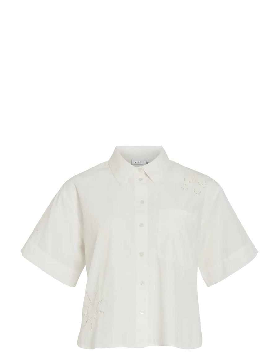 Vila - VILAYKI 2/4 SHIRT/BFS - kortærmede skjorter - snow white - 1