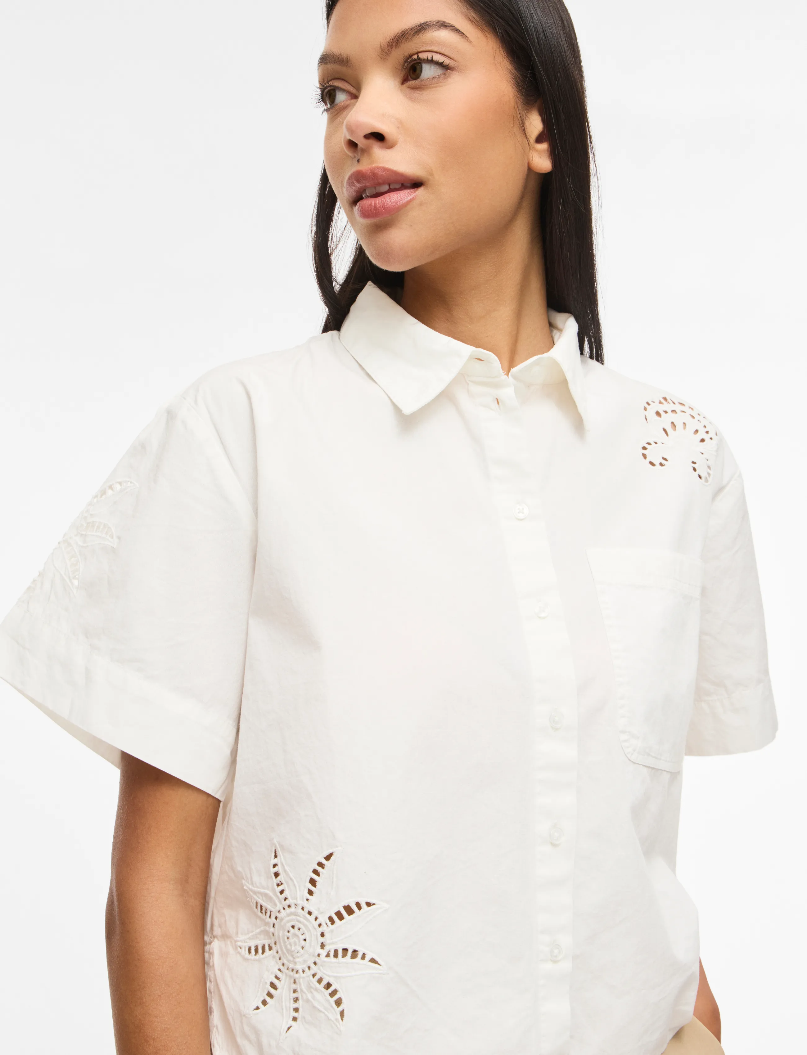 Vila - VILAYKI 2/4 SHIRT/BFS - lühikeste varrukatega särgid - snow white - 5