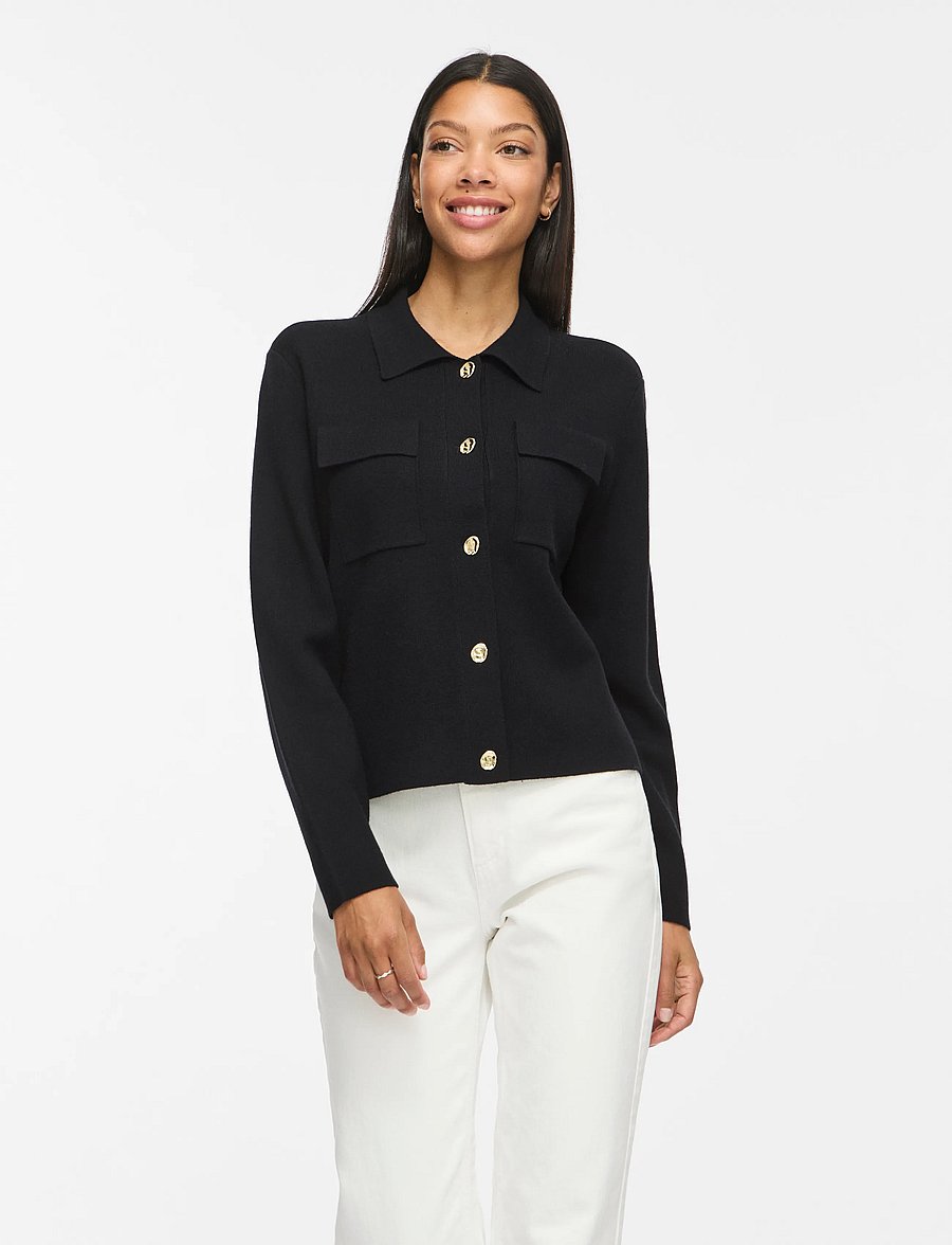 Vila - VIGABE L/S KNIT JACKET - utility-jacken - black beauty - 0
