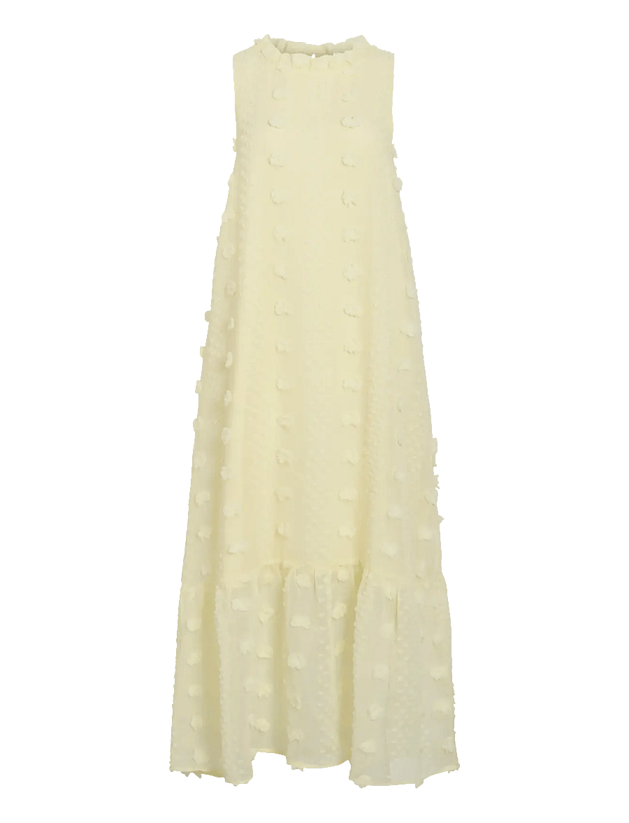Vila - VIPALMA S/L O-NECK ANKLE DRESS/DC - abendkleider - pastel yellow - 0
