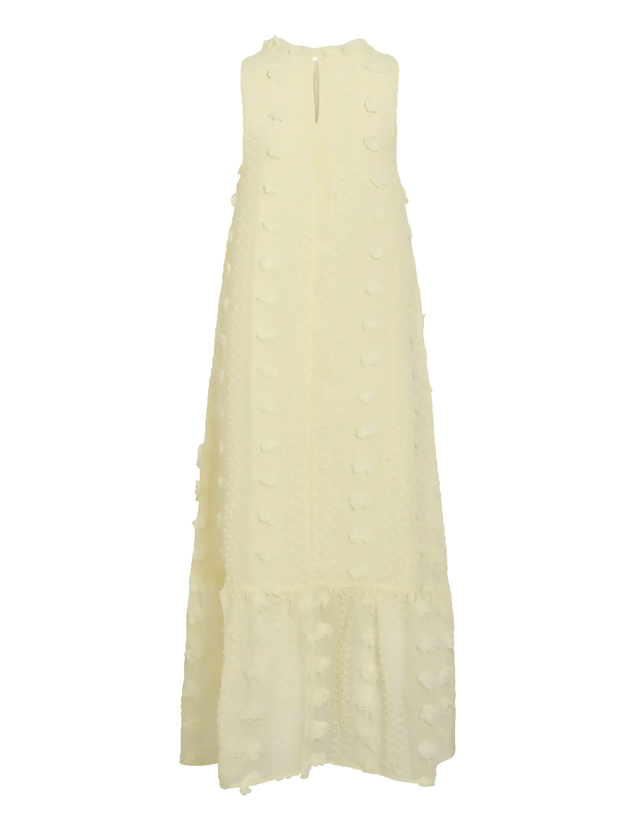 Vila - VIPALMA S/L O-NECK ANKLE DRESS/DC - abendkleider - pastel yellow - 1