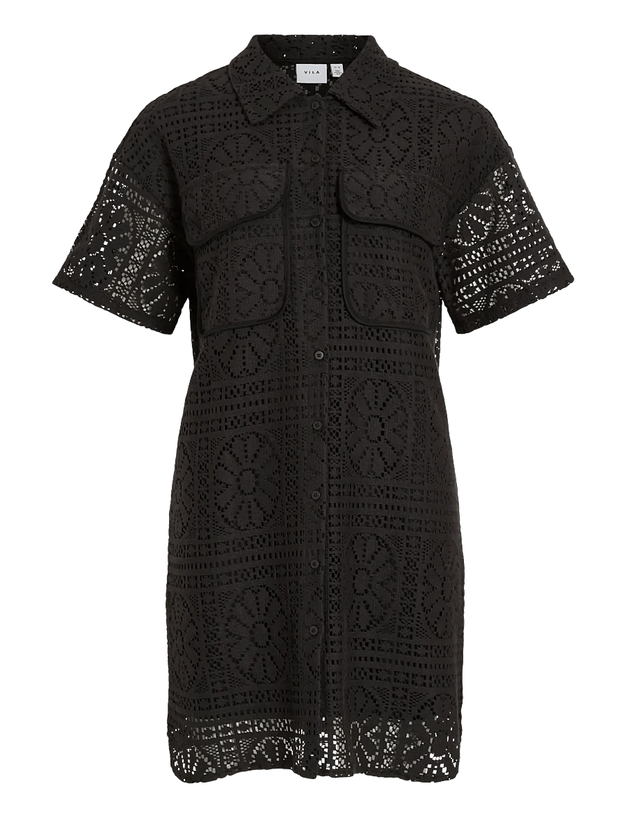 Vila - VIMERINDA 2/4 DRESS/VOL - hemdkleider - black beauty - 0