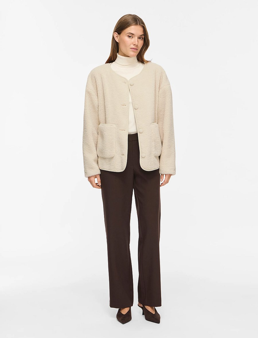 Vila - VILILLI L/S TEDDY JACKET/PB - birch - 4