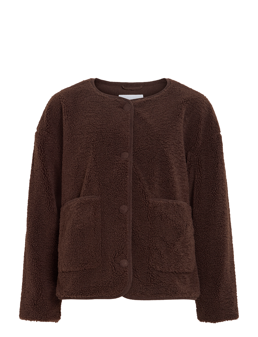 Vila - VILILLI L/S TEDDY JACKET/PB - coffee bean - 1