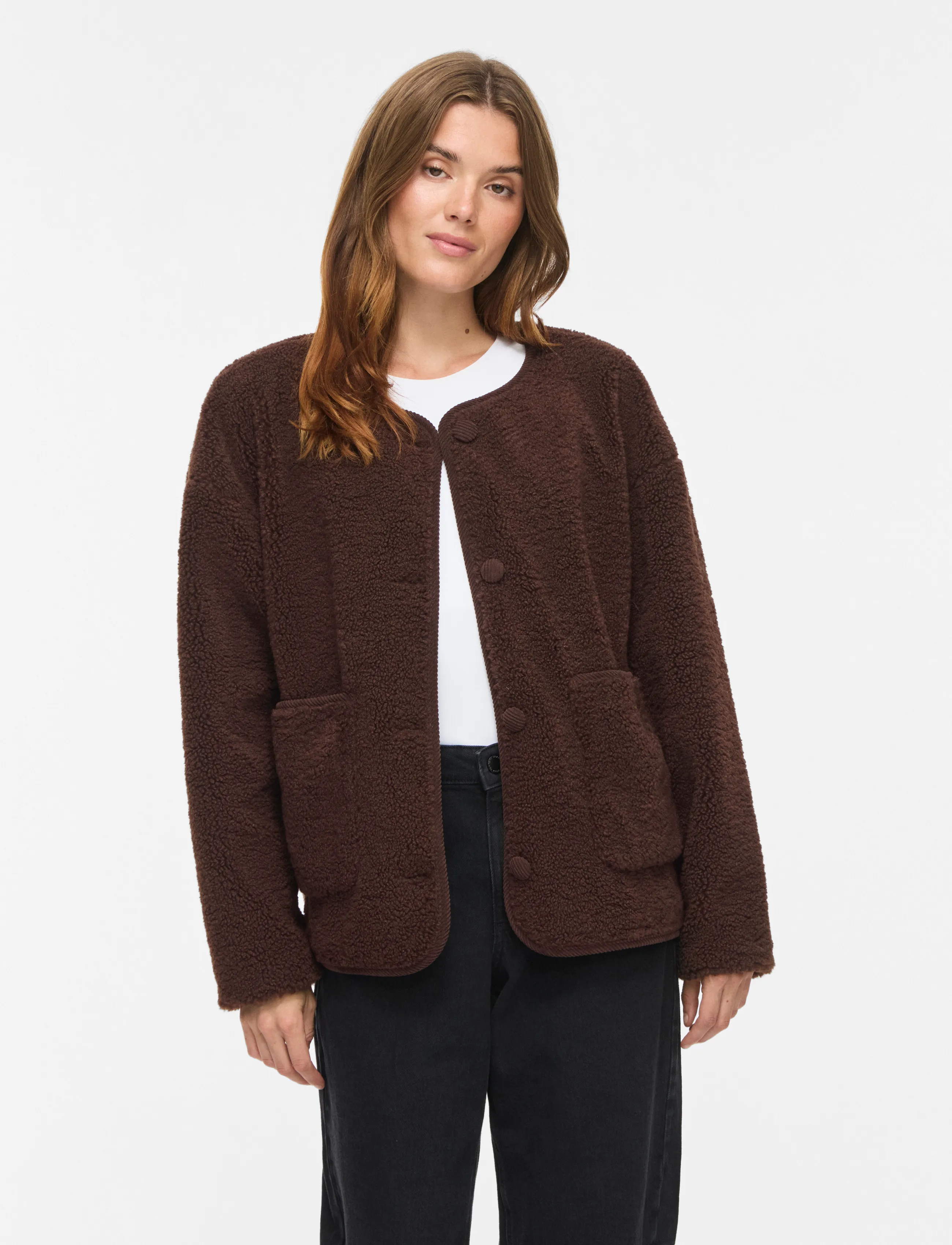 Vila VILILLI L/S TEDDY JACKET/PB - Jacken & Mäntel - COFFEE BEAN / brown