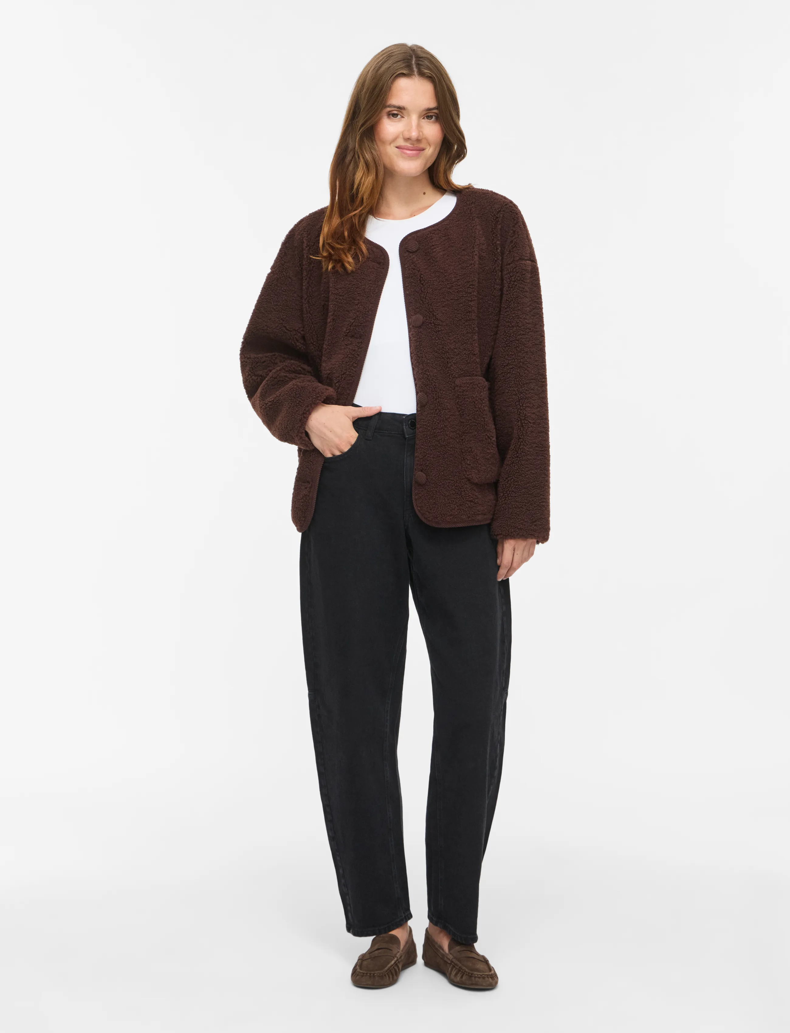 Vila - VILILLI L/S TEDDY JACKET/PB - coffee bean - 4