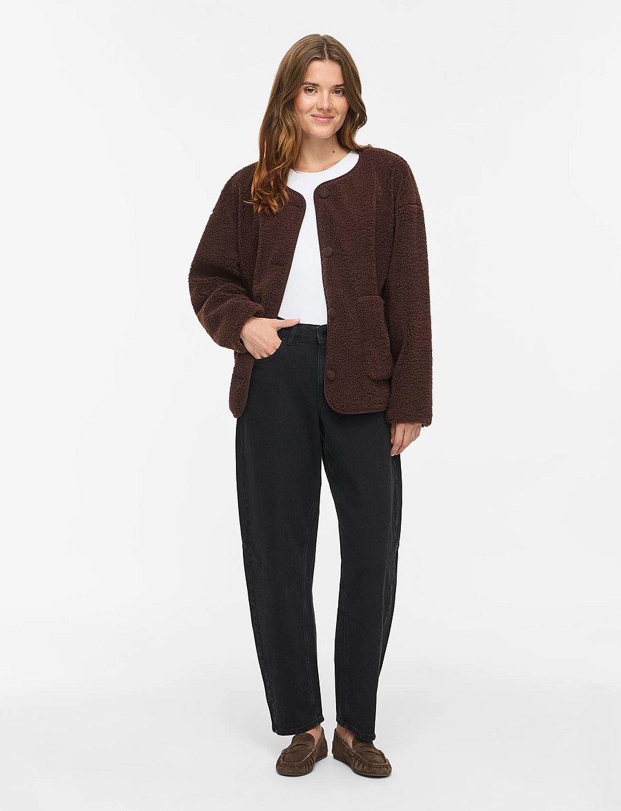 Vila - VILILLI L/S TEDDY JACKET/PB - coffee bean - 4