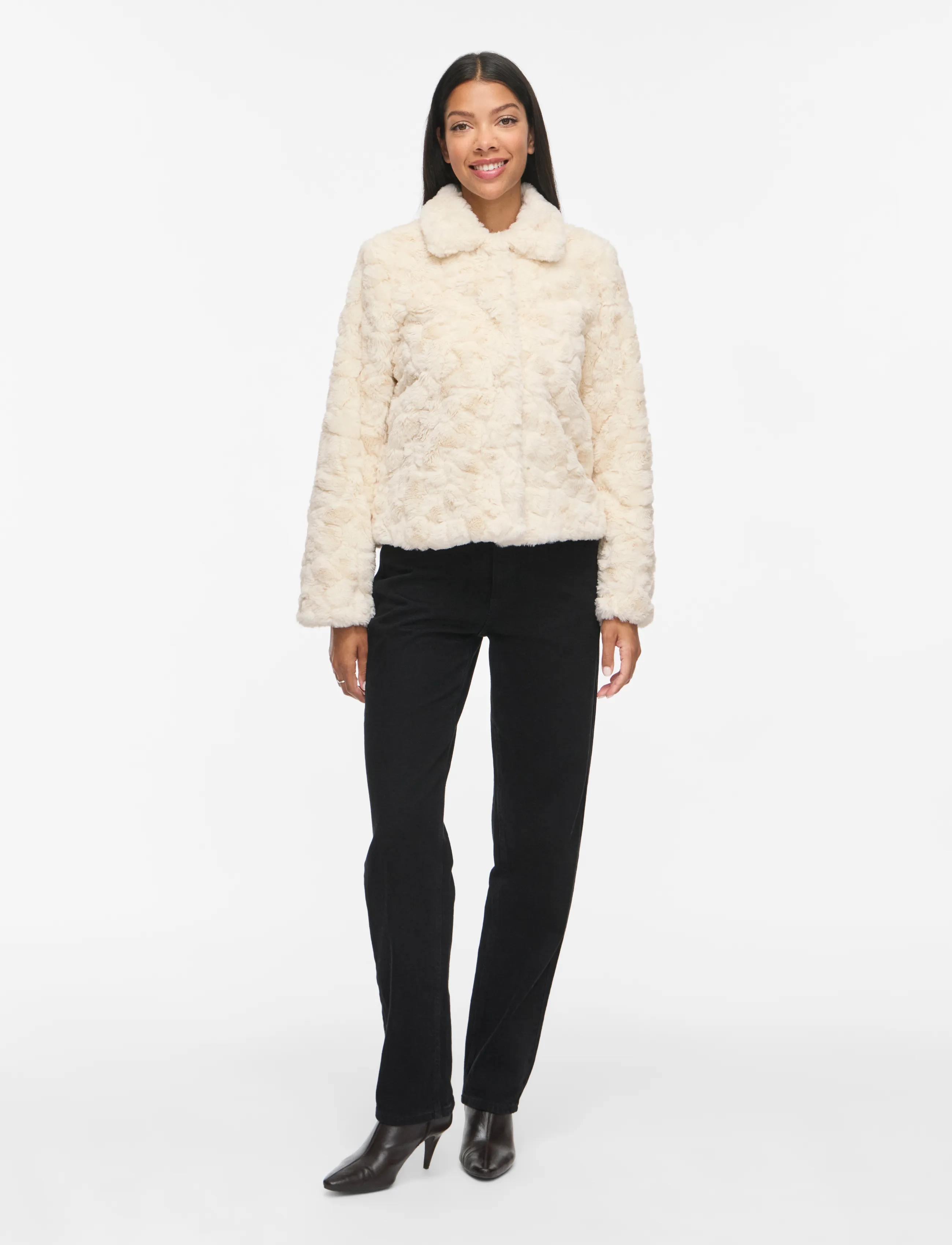 Vila VIDORTE NEW L/S JACKET/PB - Faux Fur - BIRCH / cream