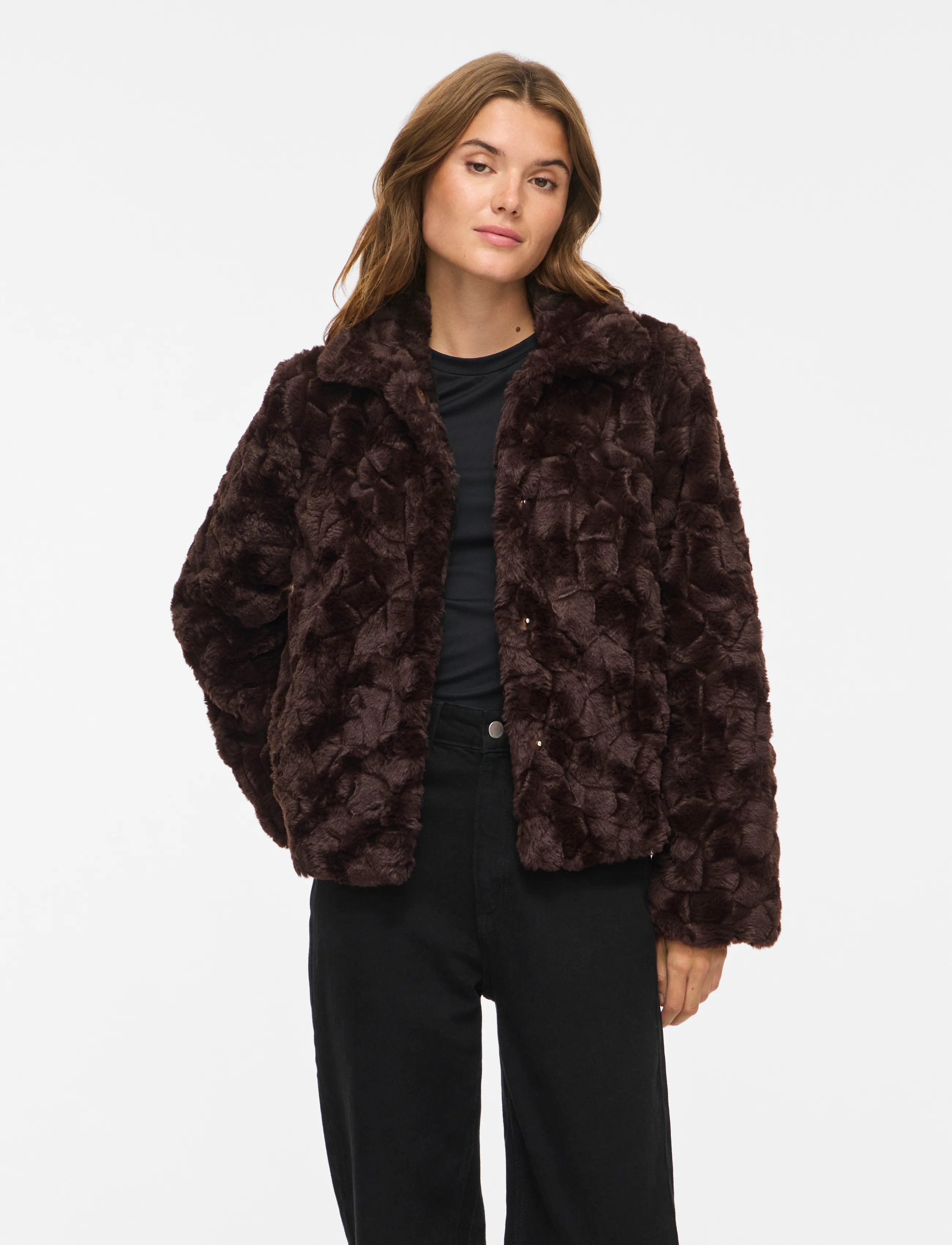 Vila VIDORTE NEW L/S JACKET/PB - Faux Fur - COFFEE BEAN / brown