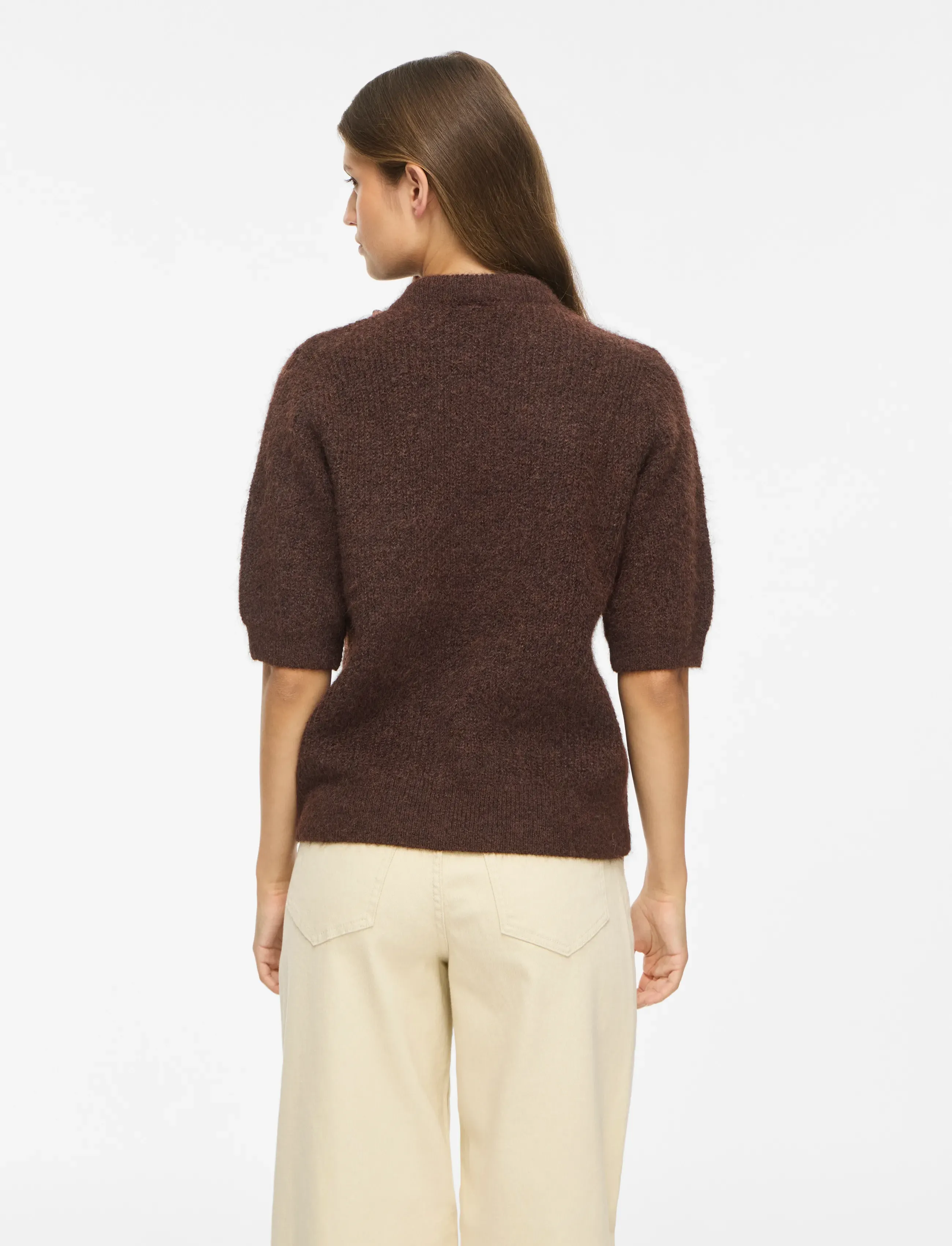 Vila - VIITZA O-NECK 2/4 BOW KNIT TOP/BFS - stickade tröjor - coffee bean - 2