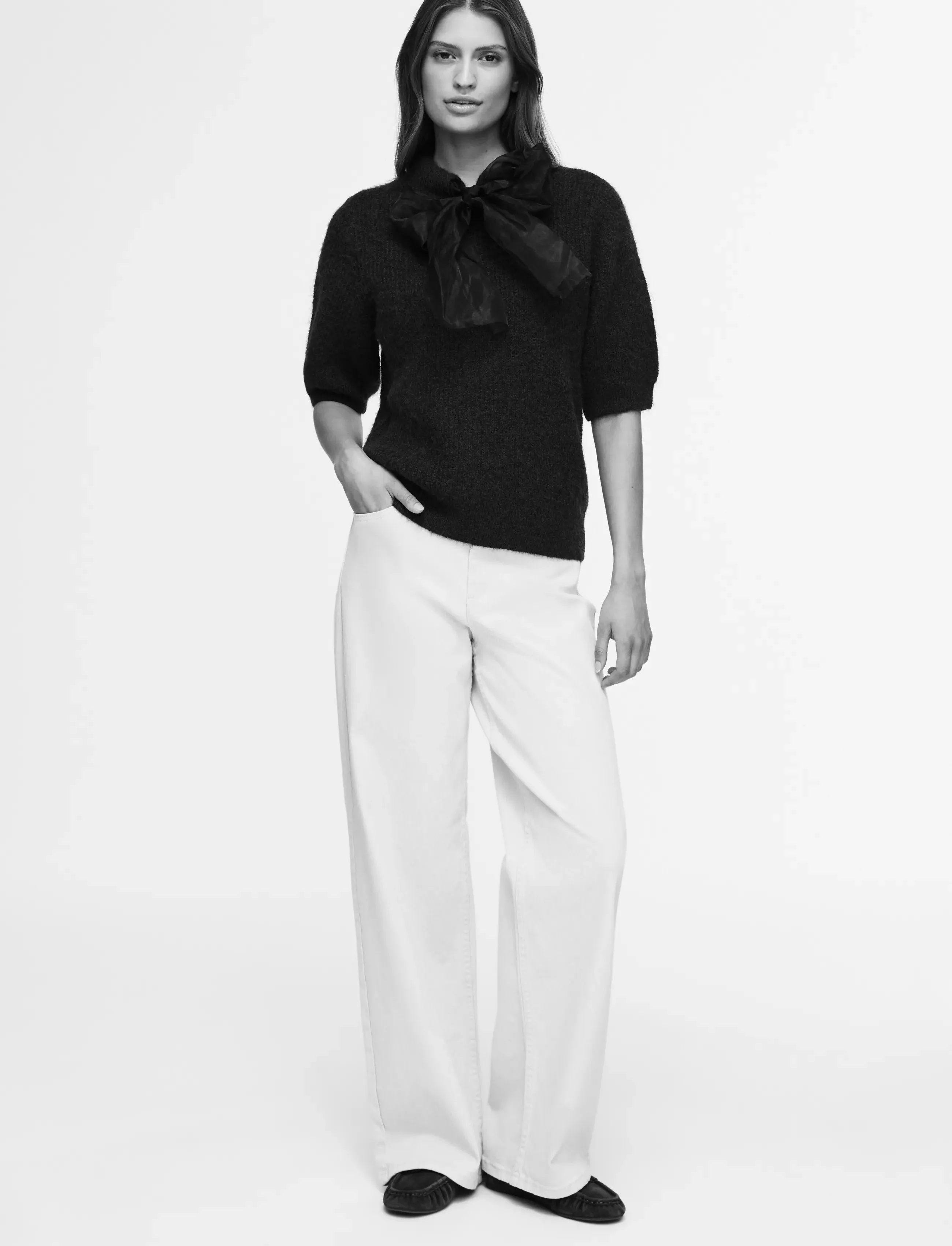 Vila - VIITZA O-NECK 2/4 BOW KNIT TOP/BFS - stickade tröjor - coffee bean - 5