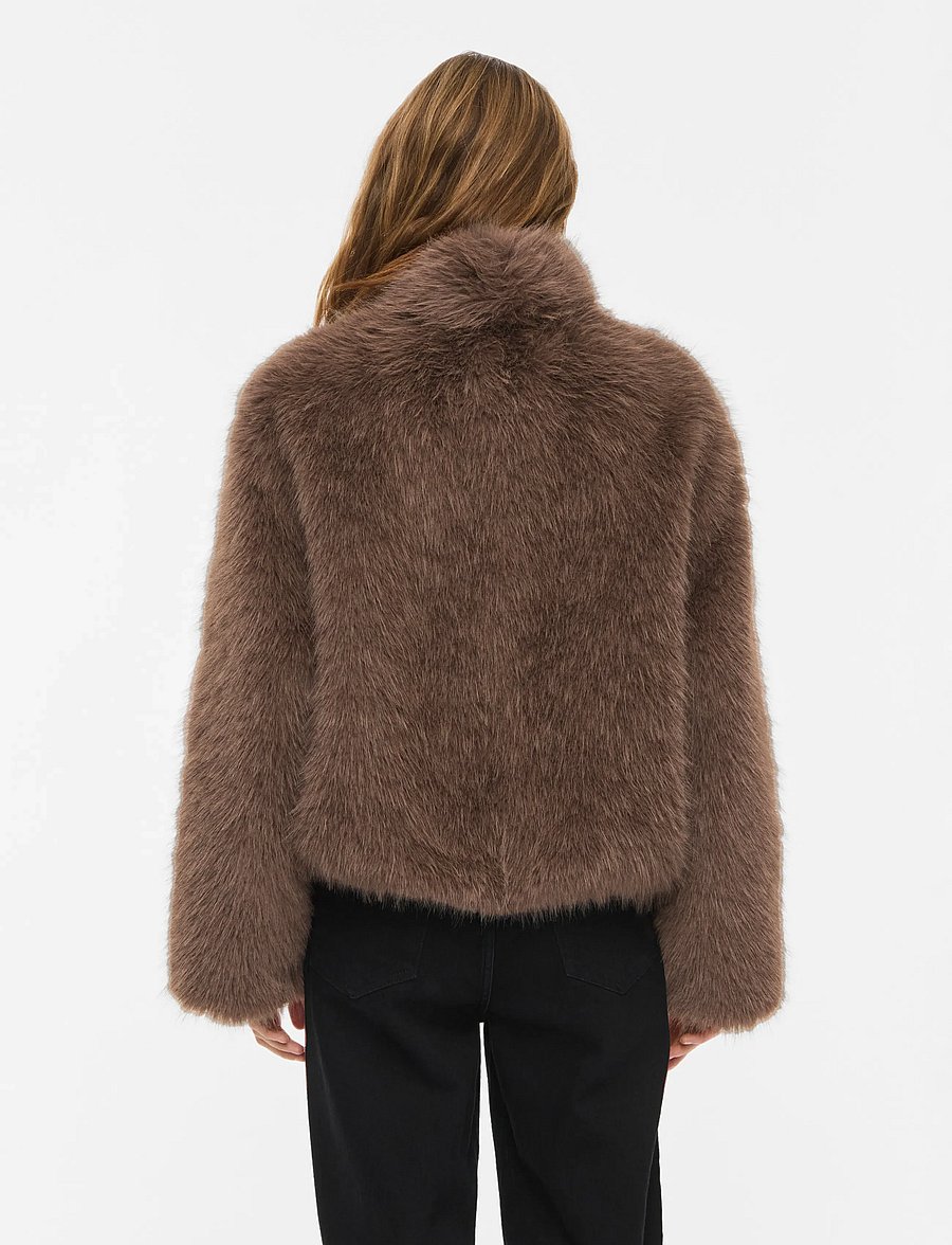 Vila - VIMELTA L/S SHORT JACKET - fuskpäls - falcon - 3
