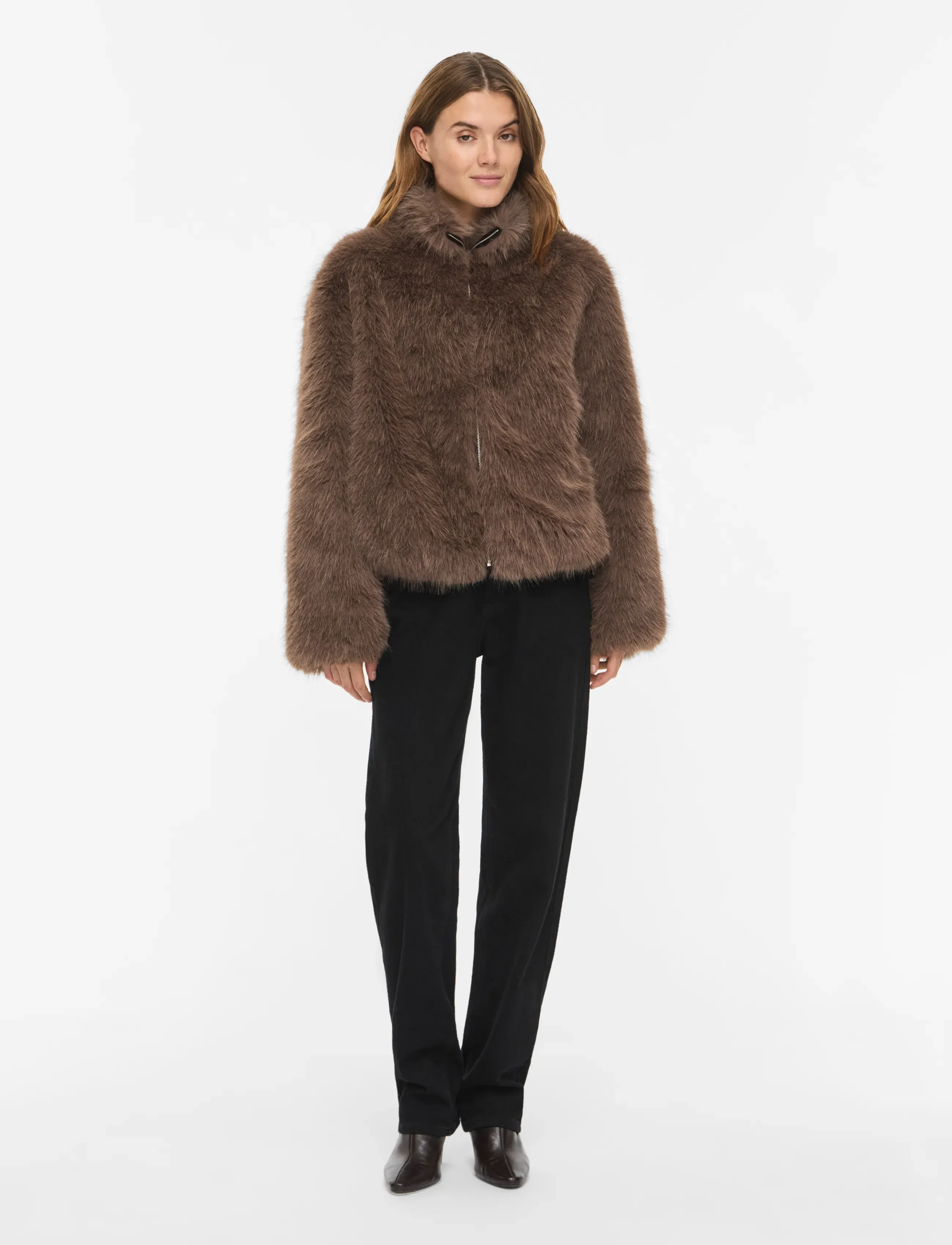 Vila - VIMELTA L/S SHORT JACKET - fuskpäls - falcon - 4