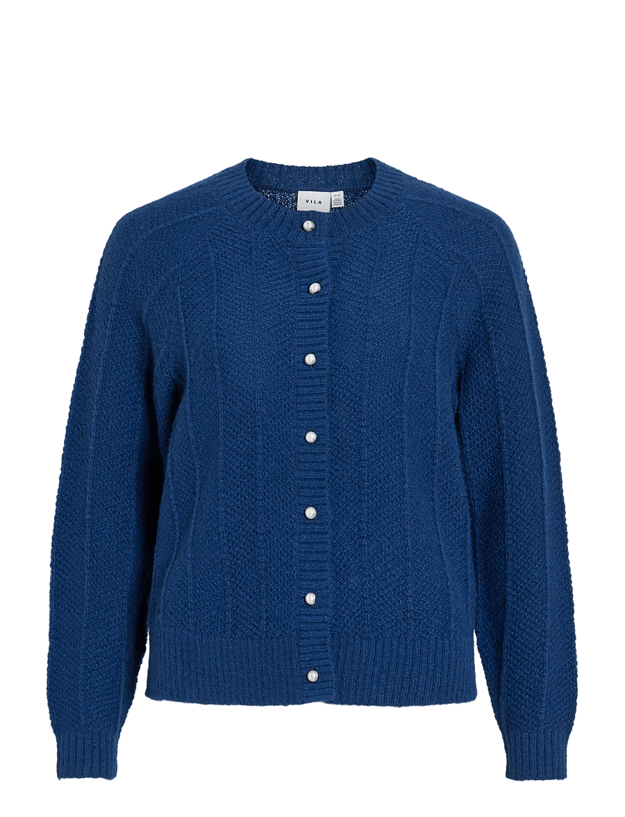 Vila - VITULI O-NECK L/S KNIT CARDIGAN/PB - koftor - navy peony - 0