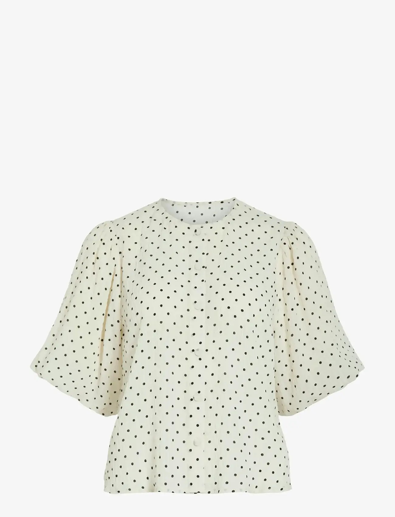 Vila - VIEA 2/4 BUTTON TOP - kurzämlige blusen - cloud dancer - 1