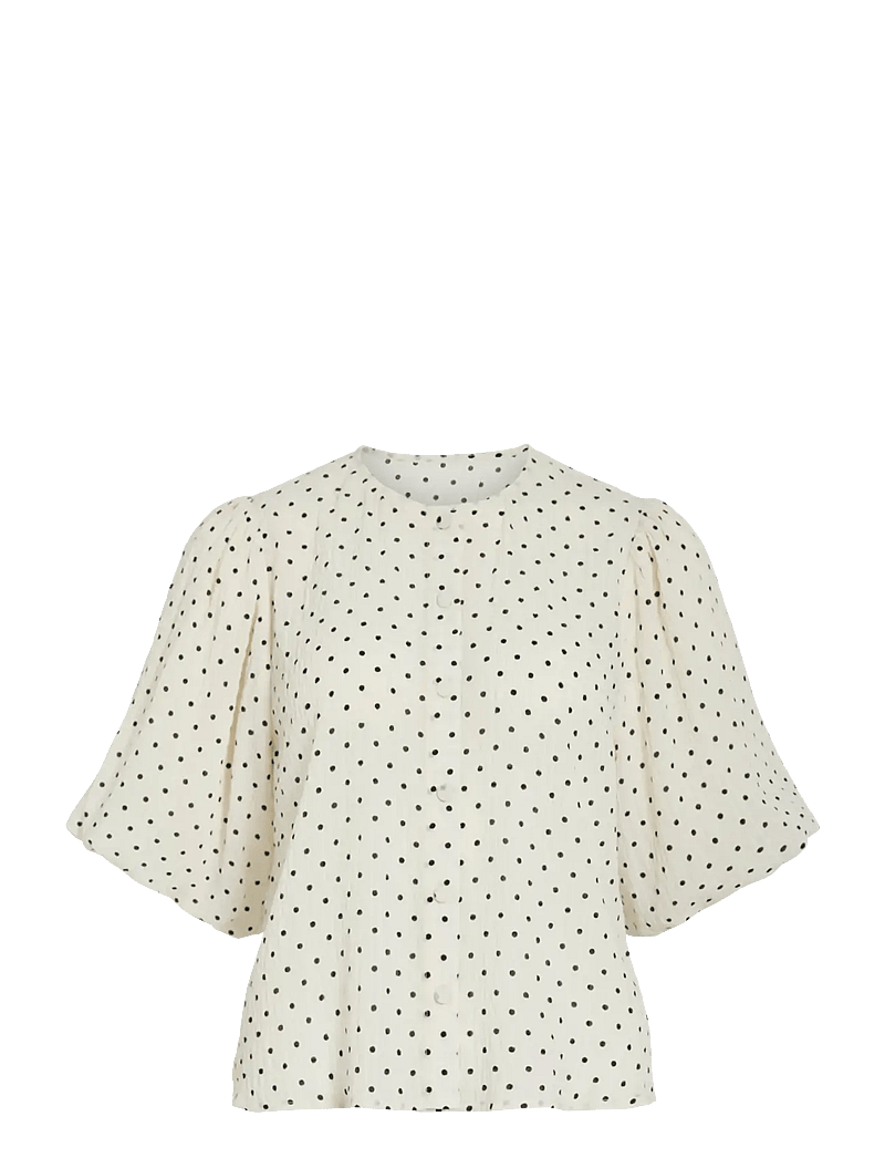 Vila - VIEA 2/4 BUTTON TOP - kortærmede bluser - cloud dancer - 1