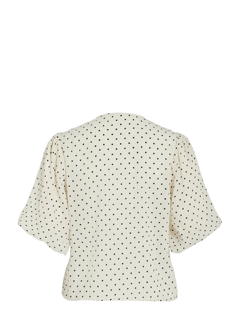 Vila - VIEA 2/4 BUTTON TOP - kortærmede bluser - cloud dancer - 2