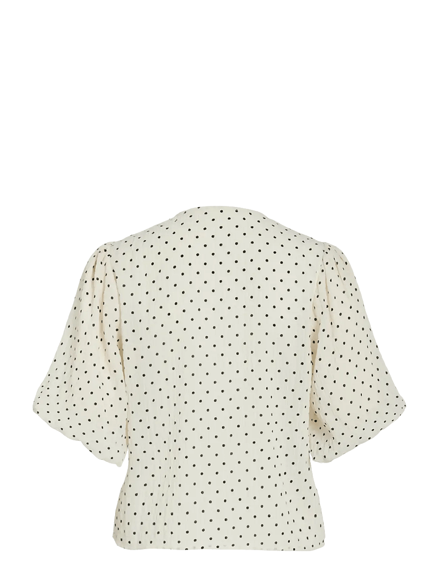 Vila - VIEA 2/4 BUTTON TOP - kurzärmelige blusen - cloud dancer - 2
