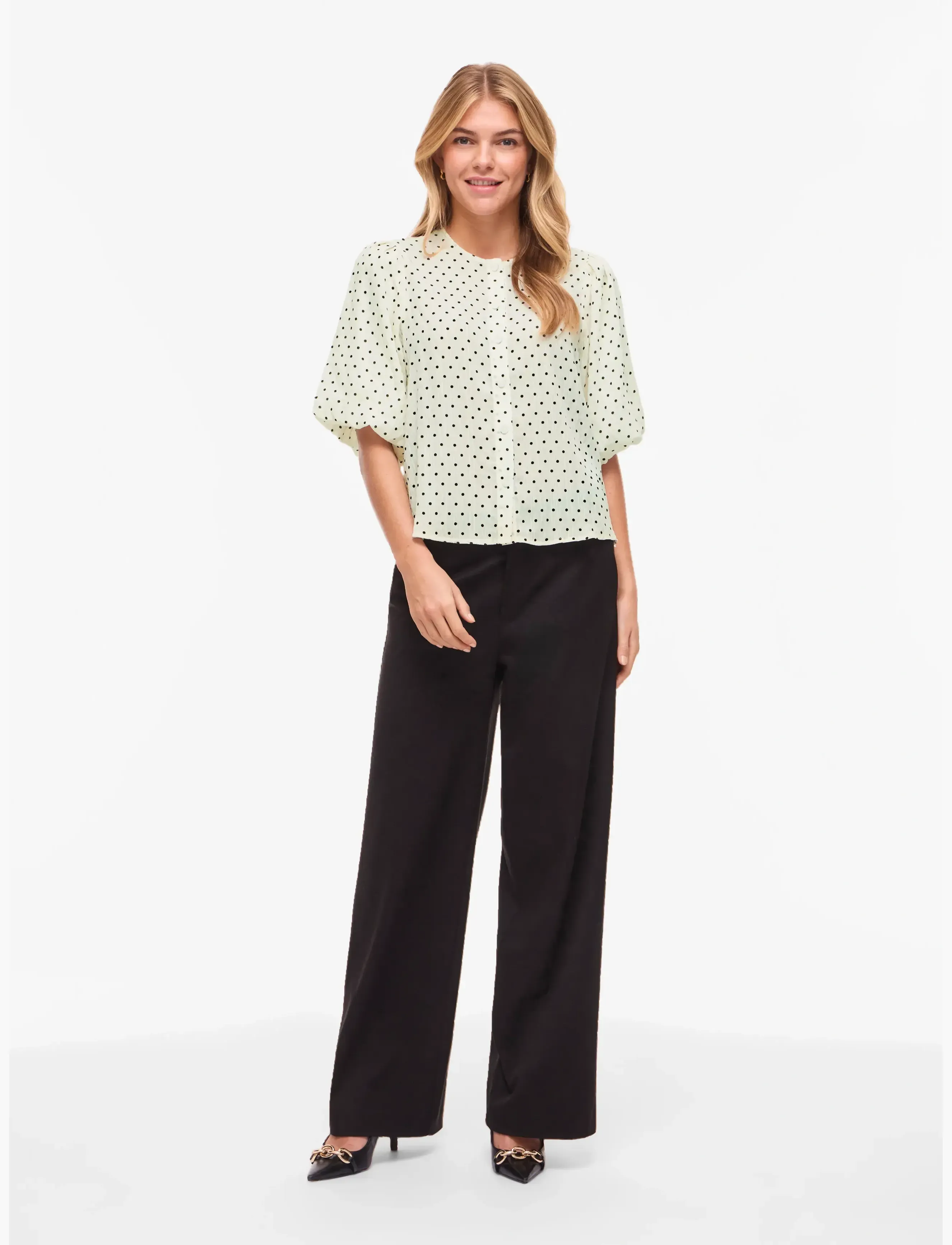 Vila - VIEA 2/4 BUTTON TOP - cloud dancer - 4
