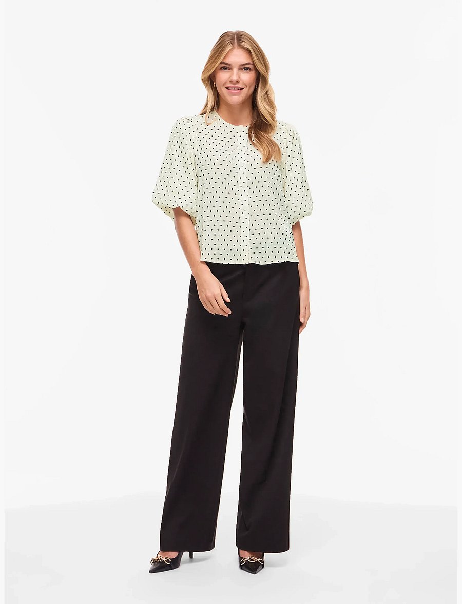 Vila - VIEA 2/4 BUTTON TOP - kurzärmelige blusen - cloud dancer - 4