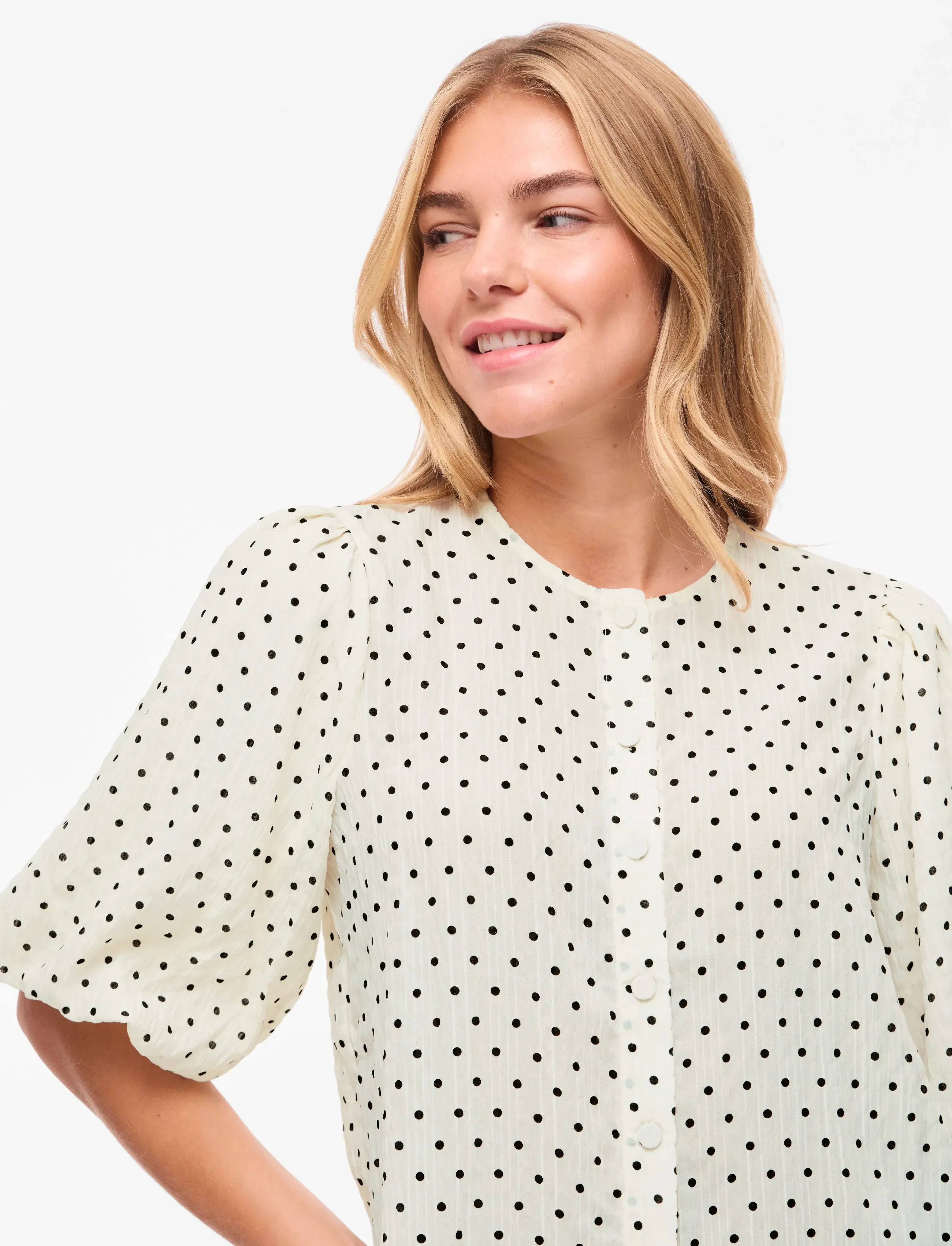 Vila - VIEA 2/4 BUTTON TOP - cloud dancer - 5