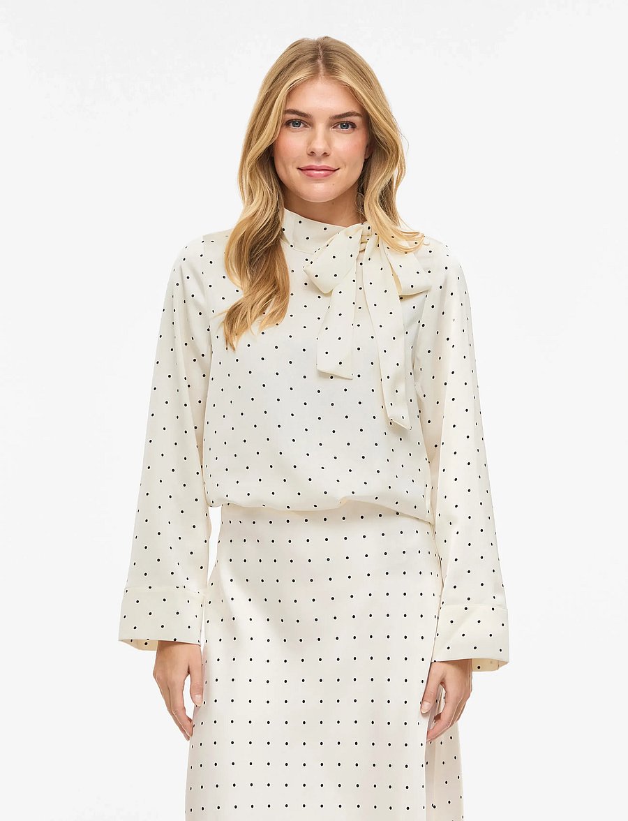 Vila - VIFADIA L/S BOW TOP - langærmede skjorter - cloud dancer - 0