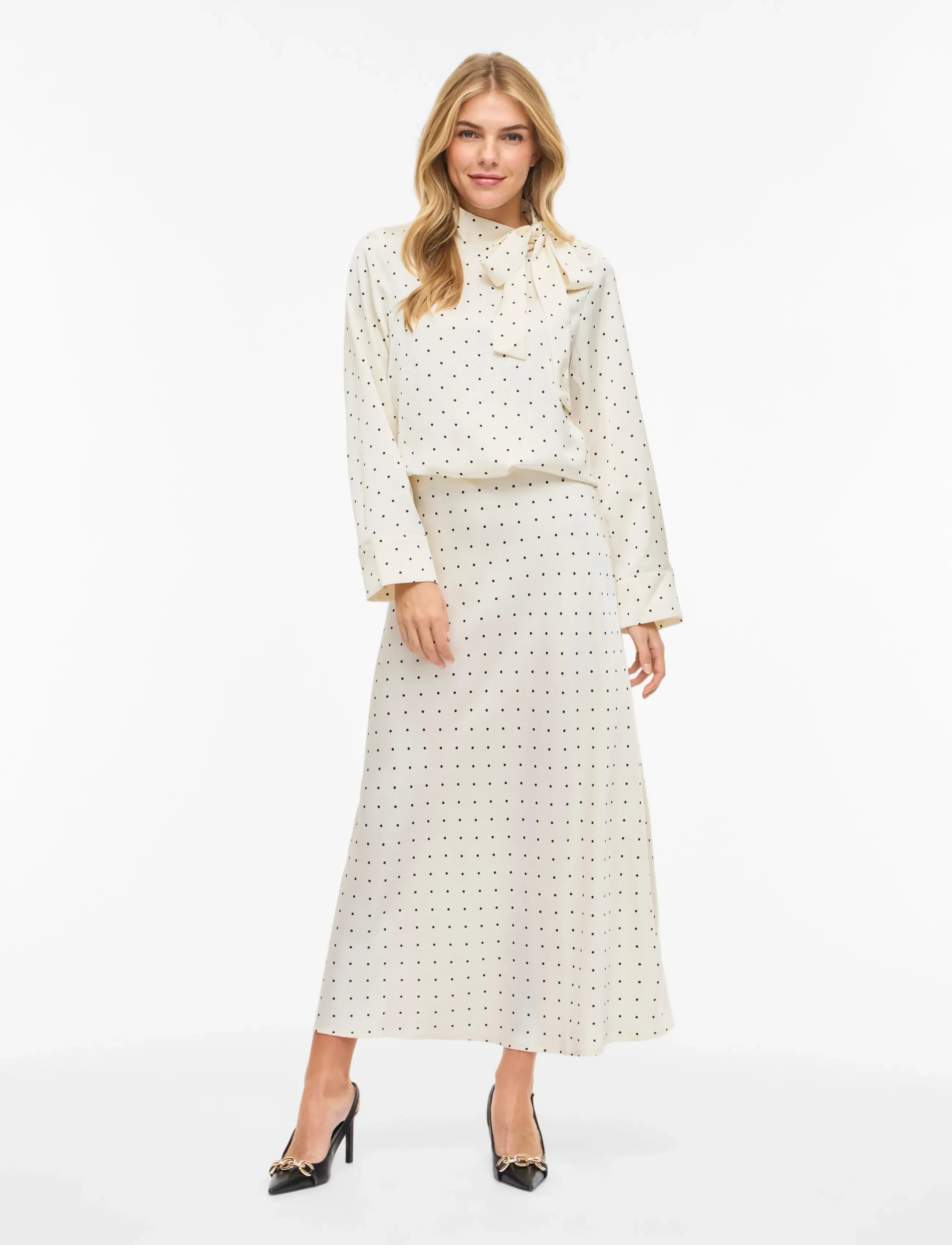 Vila - VIFADIA L/S BOW TOP - långärmade skjortor - cloud dancer - 4