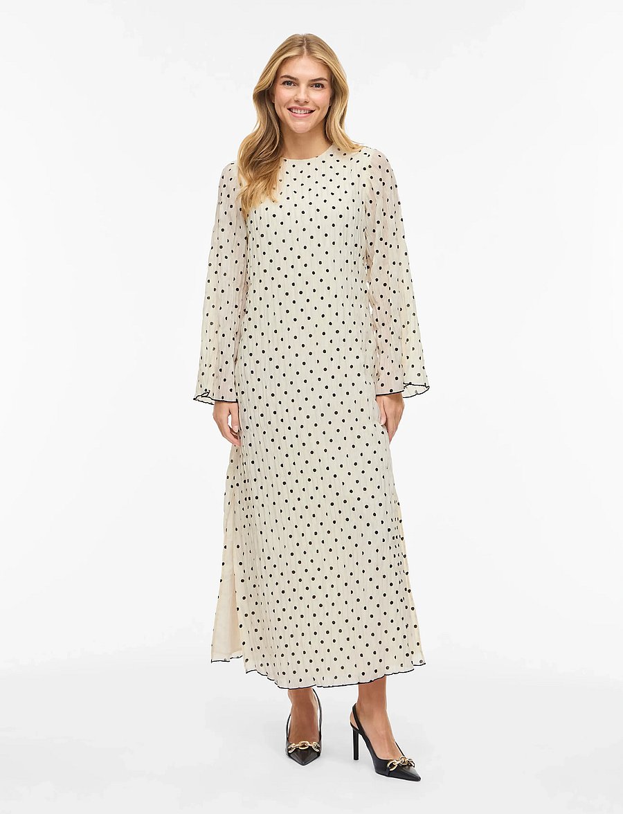 Vila - VIEBLA L/S ANKLE DRESS - maxi kjoler - cloud dancer - 0
