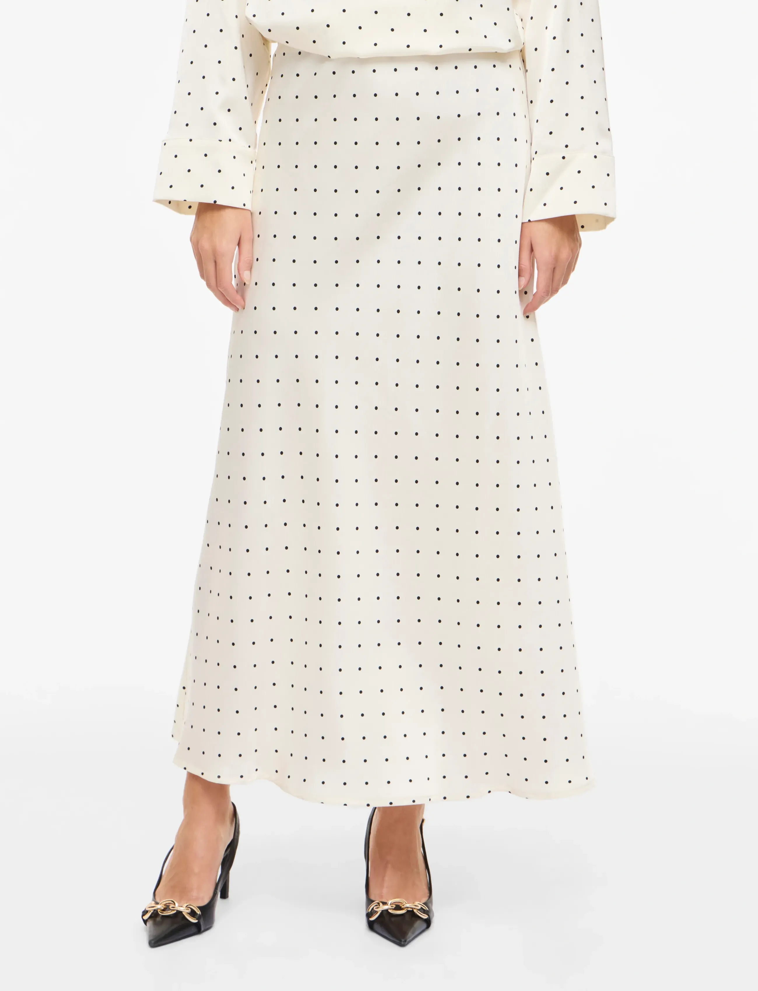 Vila VIFADIA HW MIDI ANKLE SKIRT - Maxi skirts - CLOUD DANCER / cream