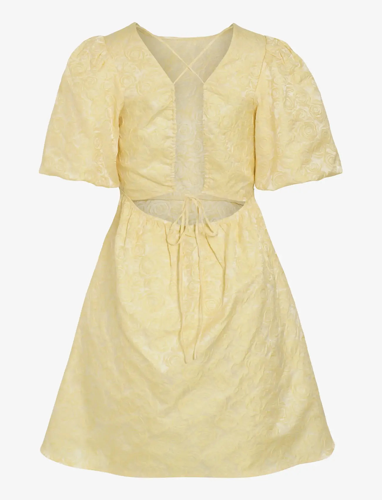 Vila - VIROBERTA 2/4 O-NECK SHORT DRESS/DC - korte kjoler - pastel yellow - 1