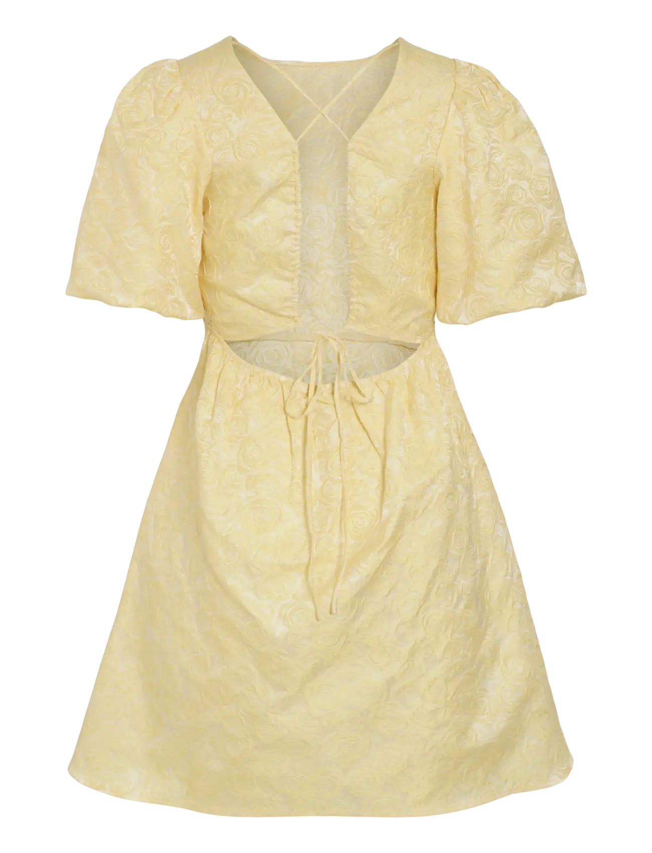 Vila - VIROBERTA 2/4 O-NECK SHORT DRESS/DC - short dresses - pastel yellow - 1