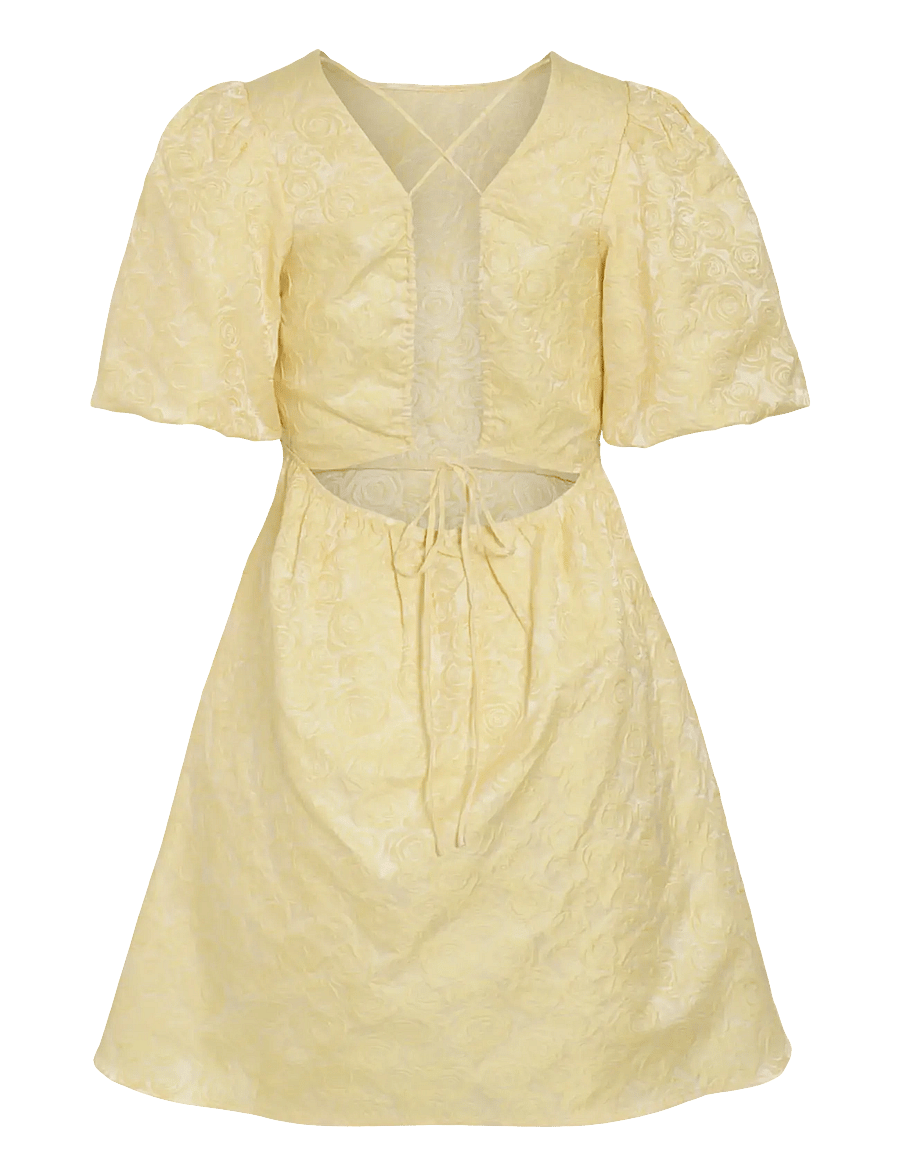 Vila - VIROBERTA 2/4 O-NECK SHORT DRESS/DC - kurze kleider - pastel yellow - 1