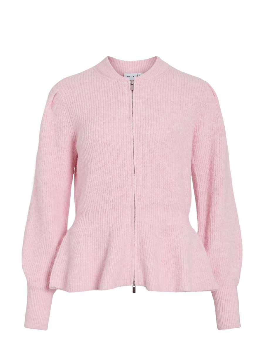 Vila - VIGRACIE L/S PEPLUM ZIP KNIT CARDI/PB/RN - strickjacken - ballet slipper - 1