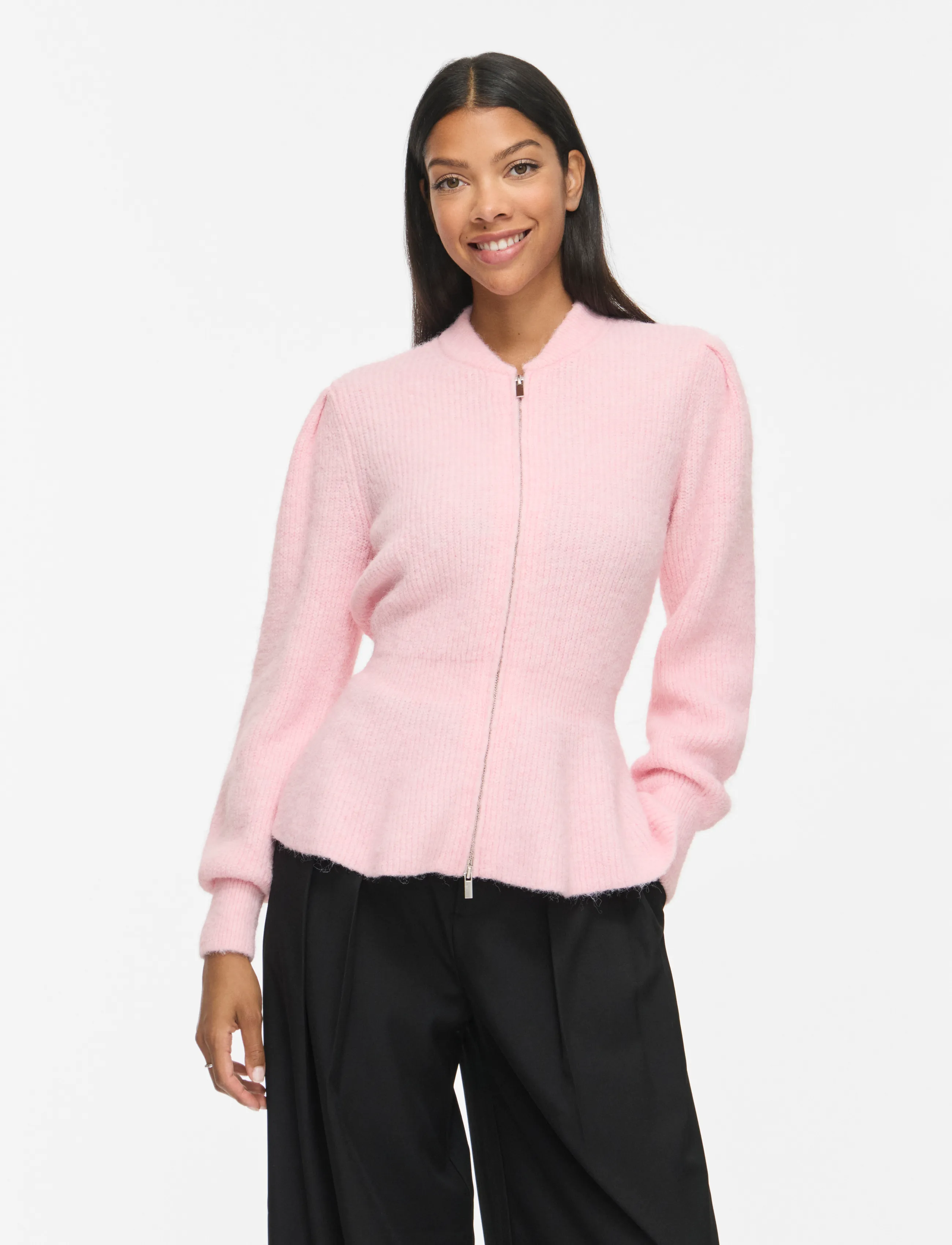 Vigracie L/S Peplum Zip Knit Cardi/Pb/Rn