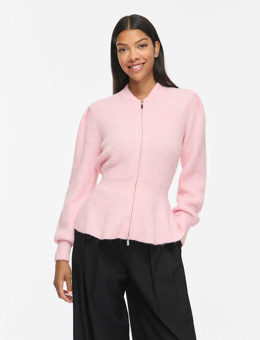 Vila - VIGRACIE L/S PEPLUM ZIP KNIT CARDI/PB/RN - strickjacken - ballet slipper - 0