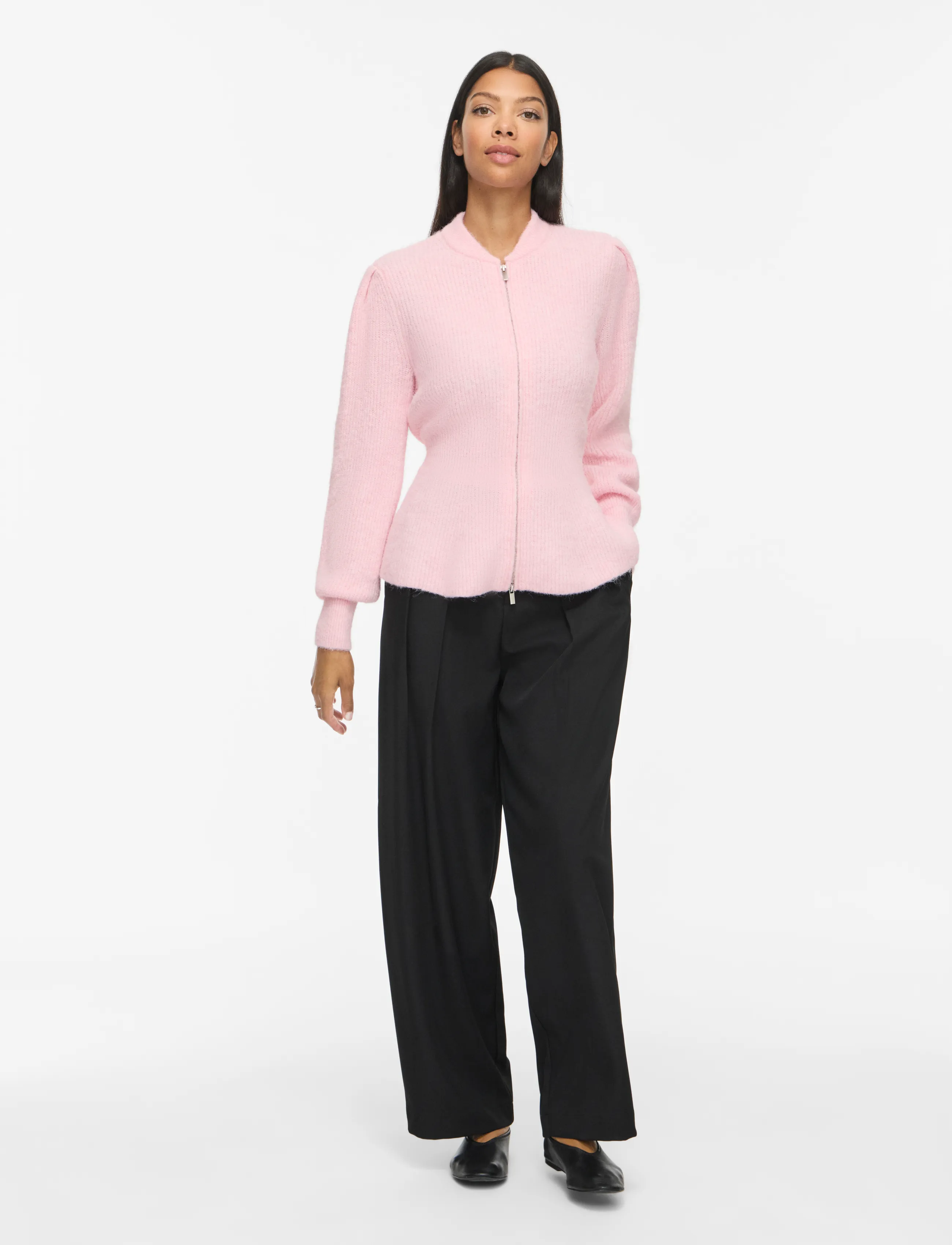 Vila - VIGRACIE L/S PEPLUM ZIP KNIT CARDI/PB/RN - strickjacken - ballet slipper - 4