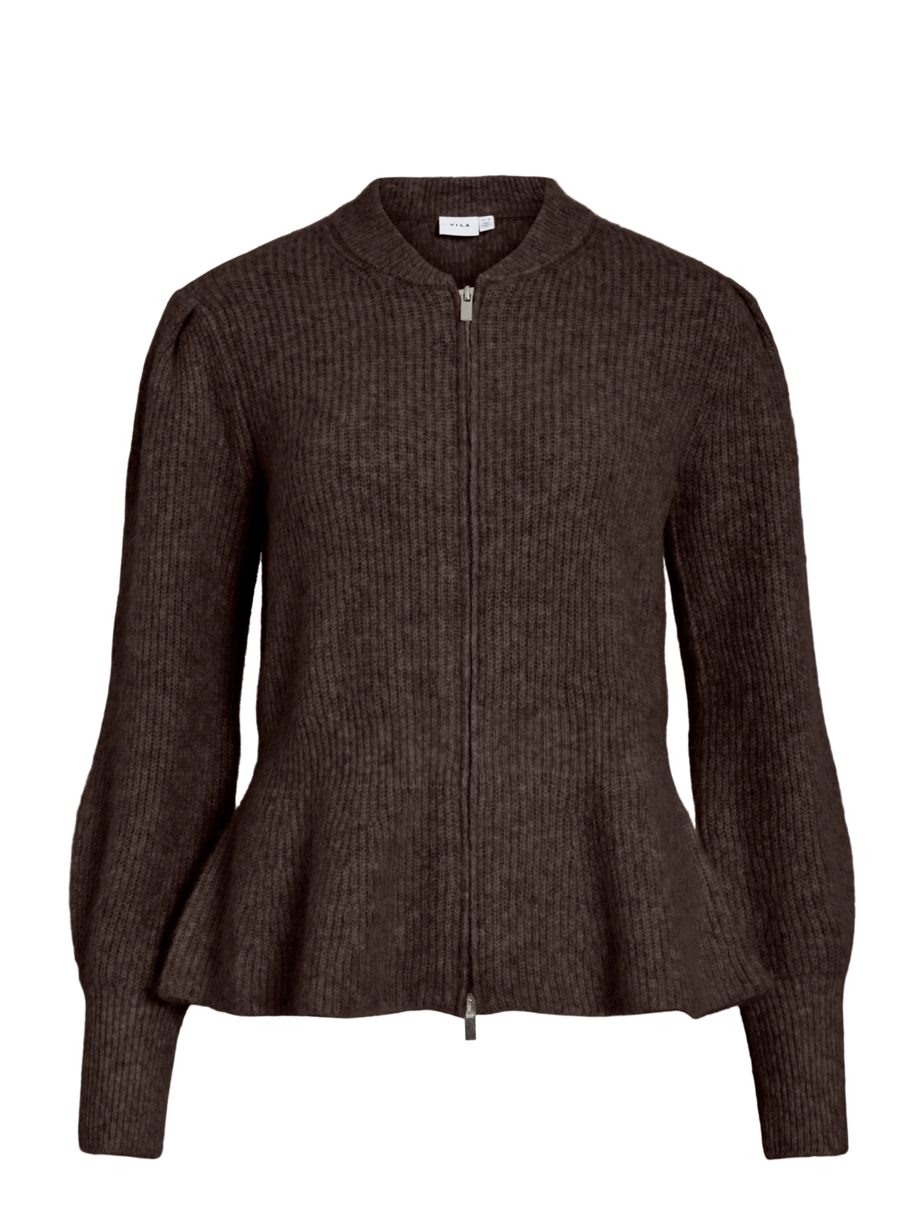 Vila VIGRACIE L/S PEPLUM ZIP KNIT CARDI/PB/RN - Tänavastiil - COFFEE BEAN / brown