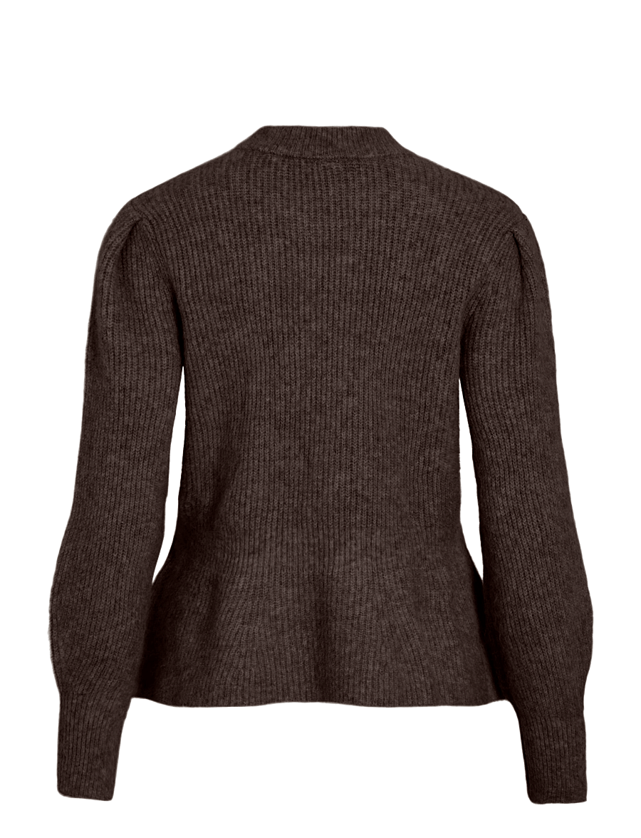 Vila - VIGRACIE L/S PEPLUM ZIP KNIT CARDI/PB/RN - kardiganid - coffee bean - 1
