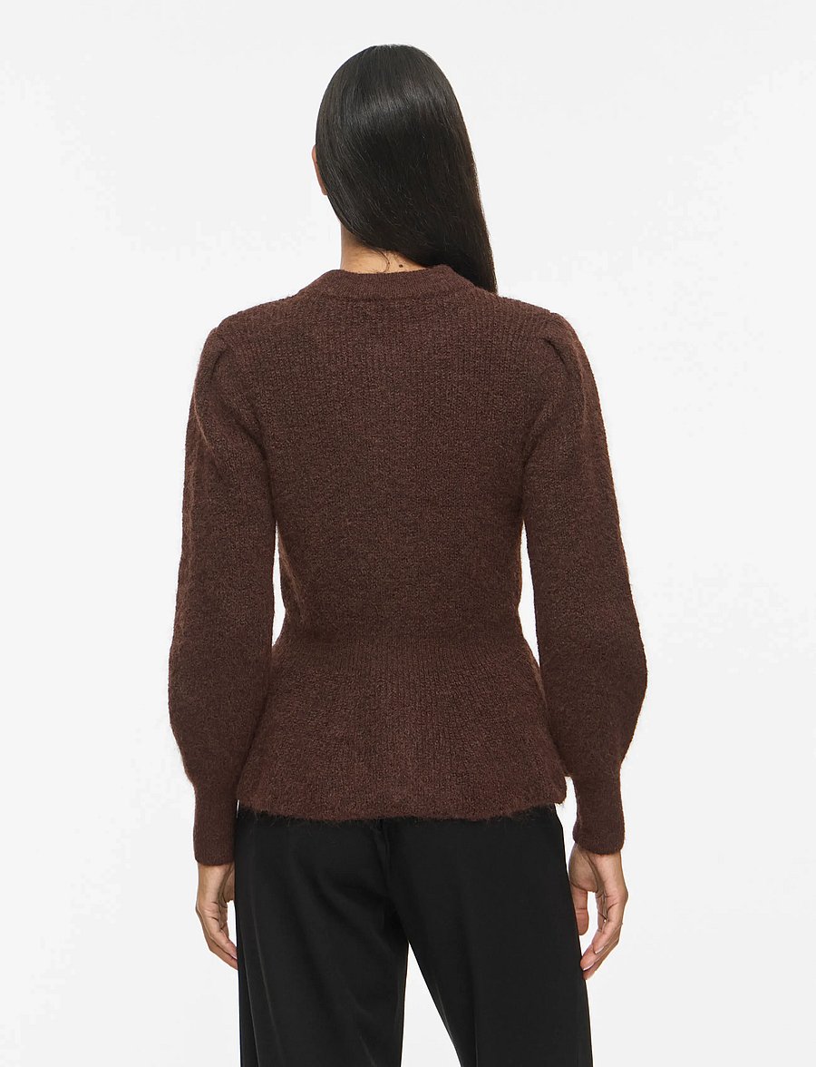 Vila - VIGRACIE L/S PEPLUM ZIP KNIT CARDI/PB/RN - strickjacken - coffee bean - 3