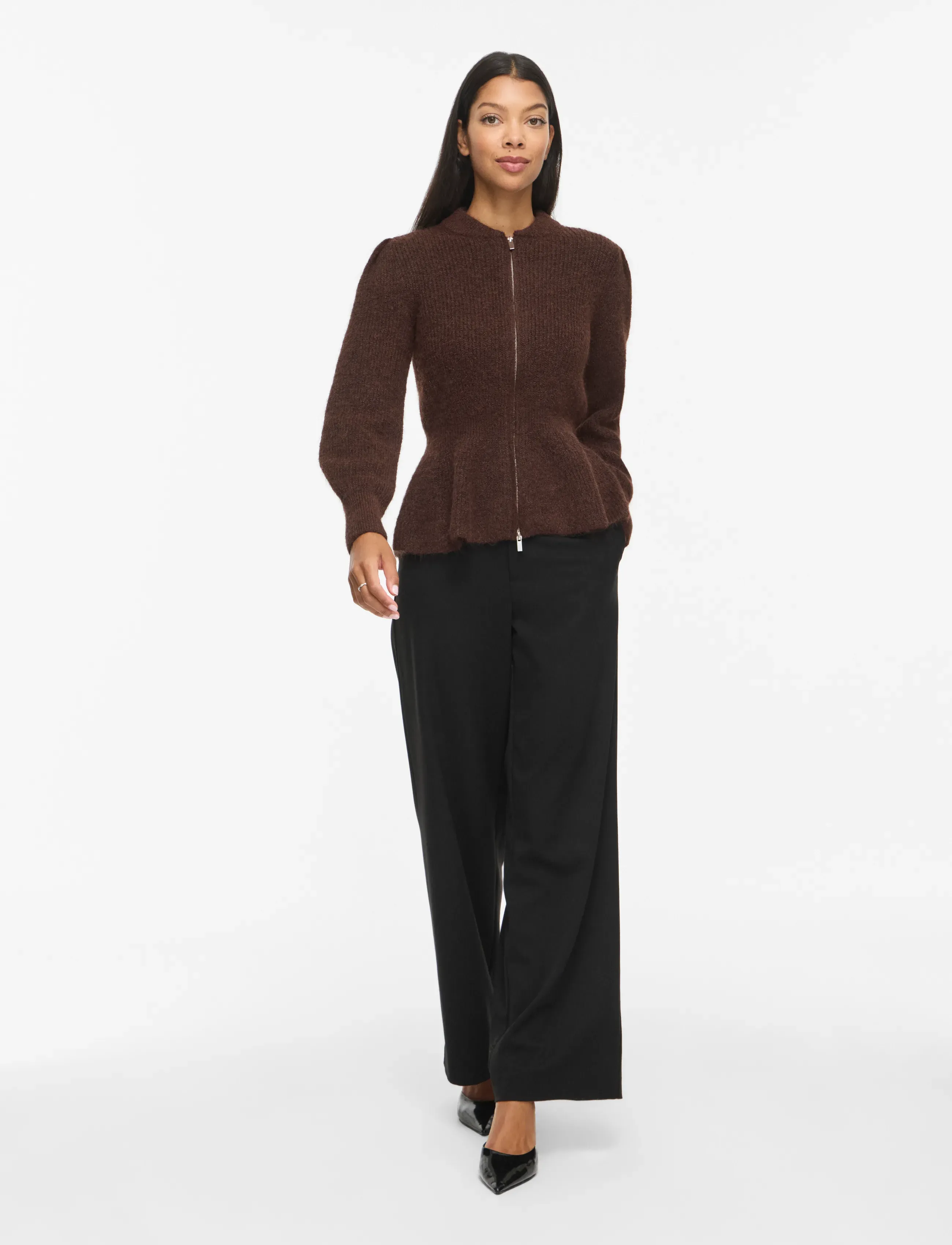 VILA Vigracie L/S Peplum Zip Knit Cardi/Pb/Rn koftor & cardigans dam – bild 3