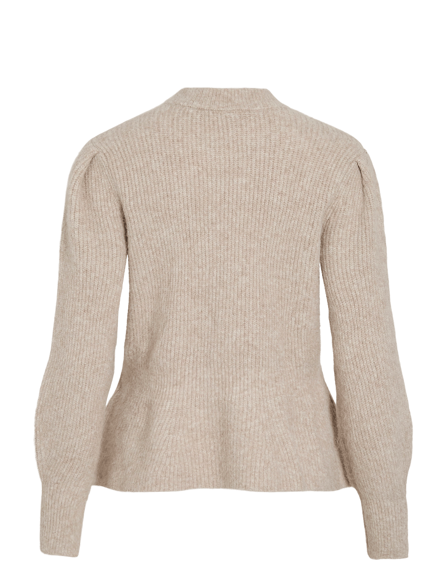 Vila - VIGRACIE L/S PEPLUM ZIP KNIT CARDI/PB/RN - kardiganid - natural melange - 2