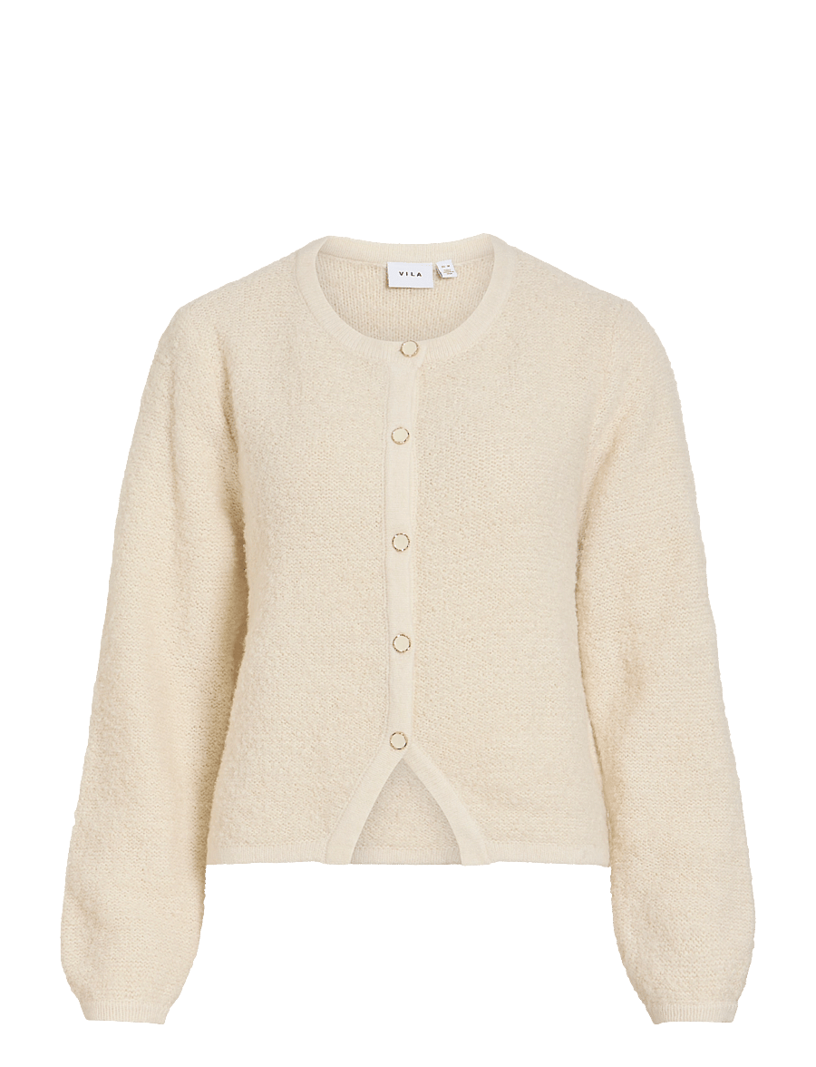 Vila - VIPIGGA O-NECK L/S KNIT JACKET NOOS - koftor - birch - 1