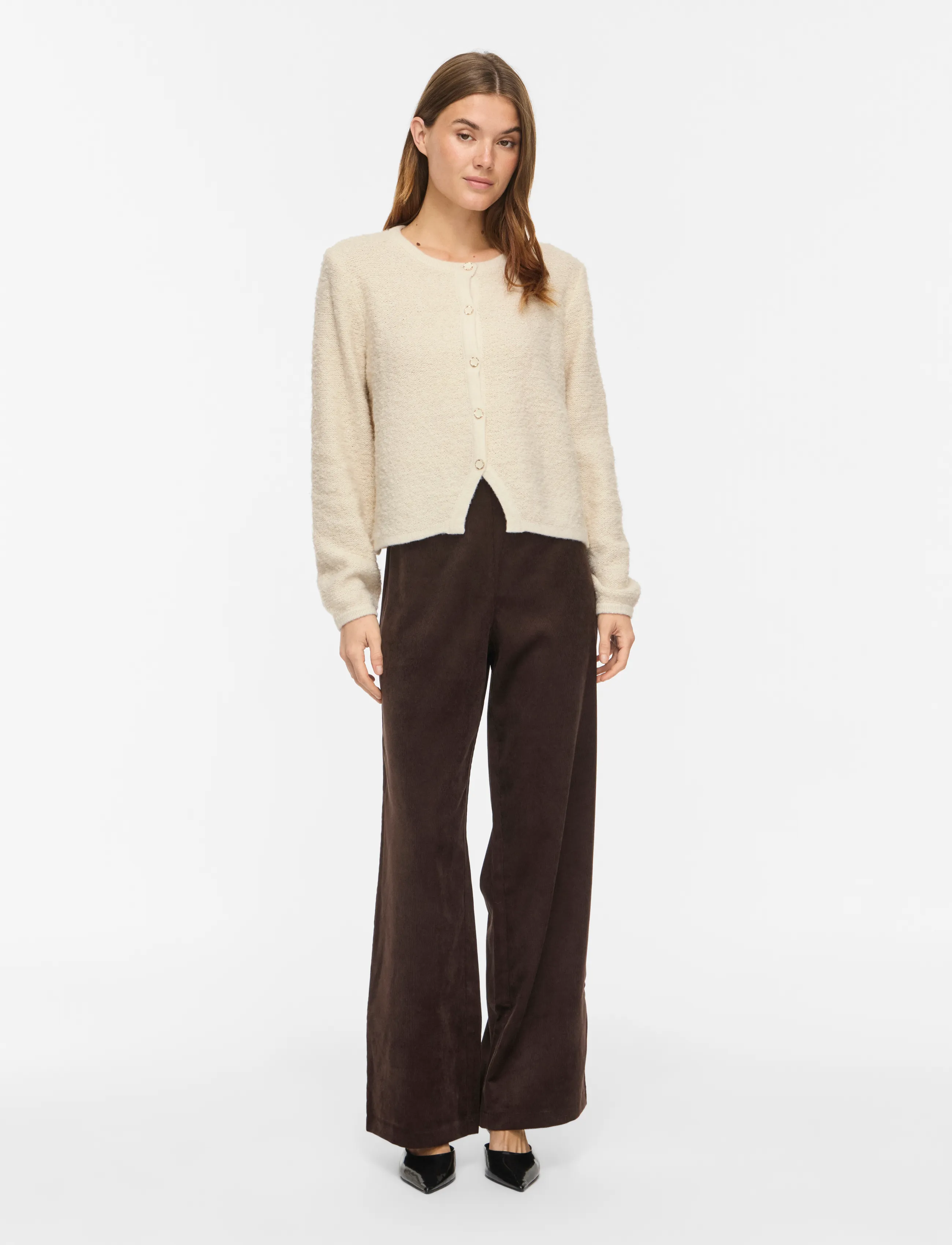 Vila - VIPIGGA O-NECK L/S KNIT JACKET NOOS - birch - 4