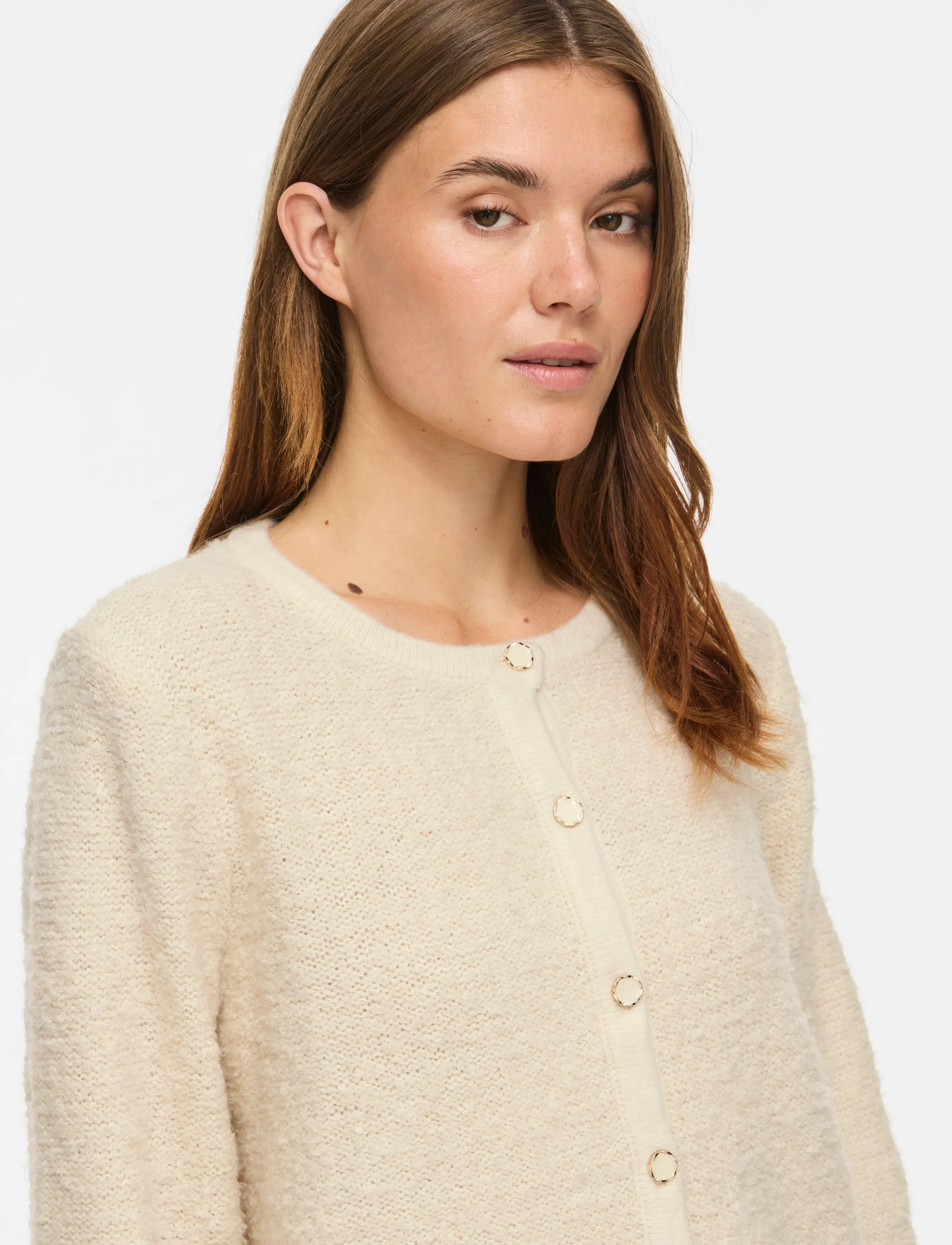Vila - VIPIGGA O-NECK L/S KNIT JACKET NOOS - birch - 5